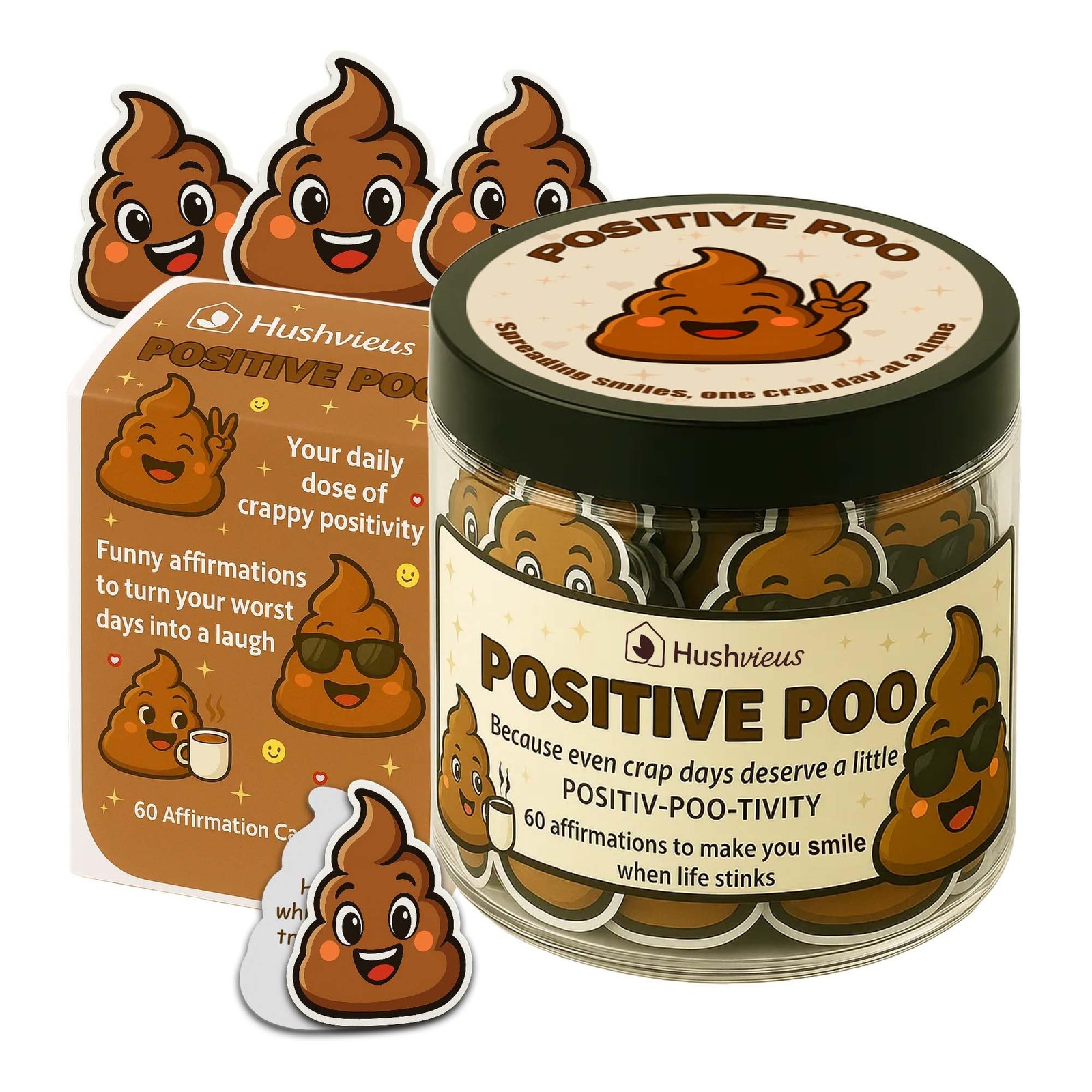 HUSHVIEUS Positive Poo Affirmation Jar 2.7 inches x 3.3 inches,
