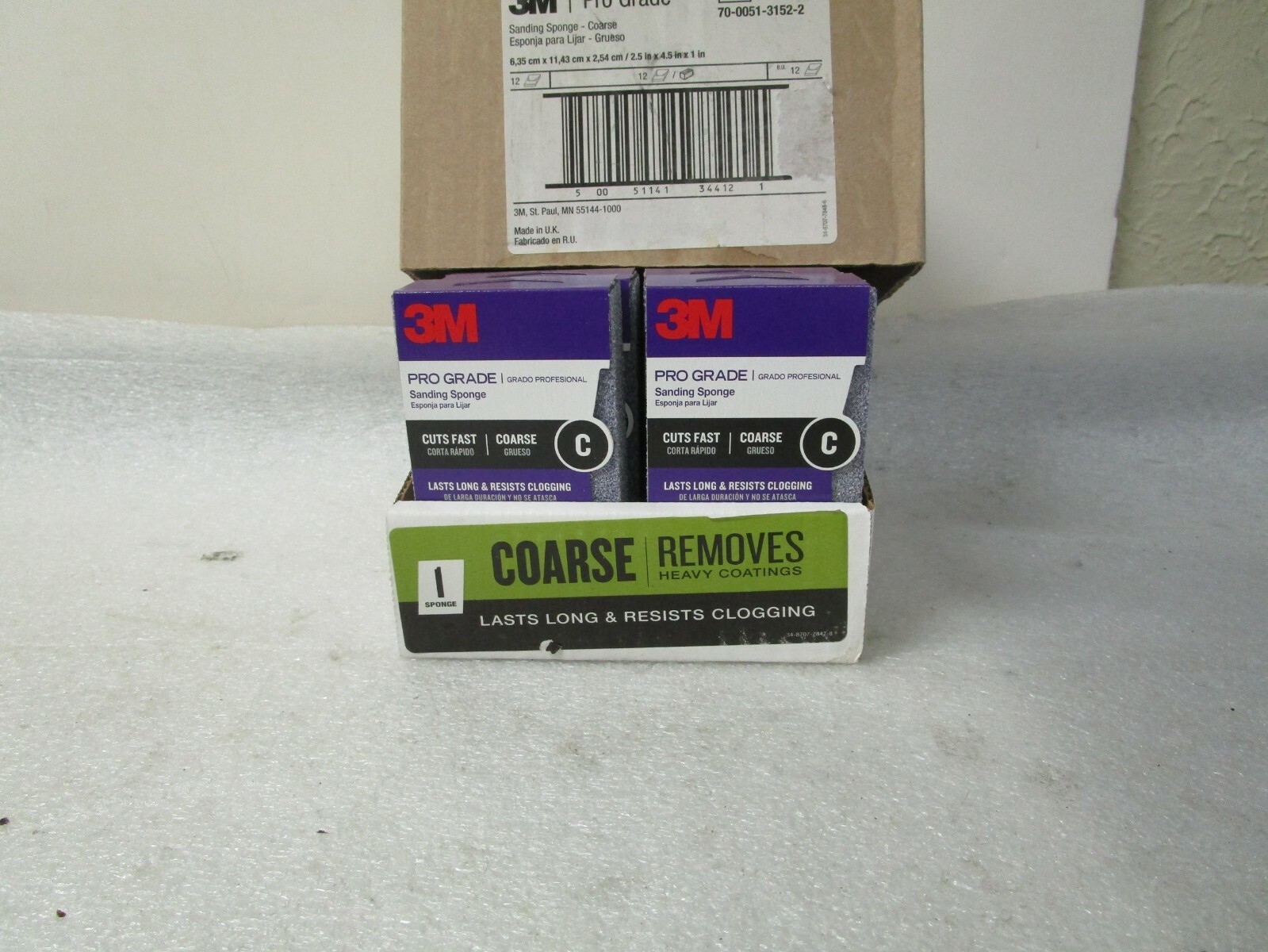 Qty (12) 3M Pro Grade Sanding Sponge Coarse Cuts Fast 4-1/2 in x 2-1/2 in x 1 in
