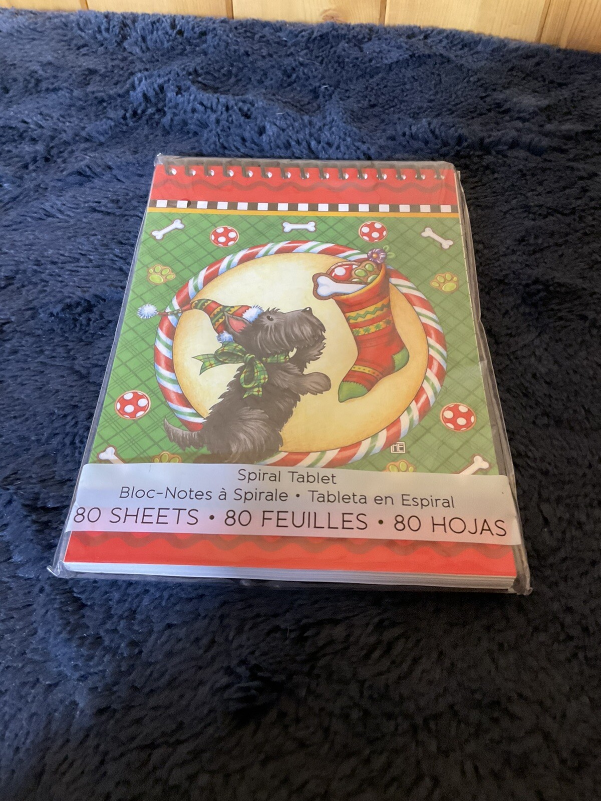 Mary Engelbreit Stationery Set- Spiral Tablet Scottie Dog Christmas