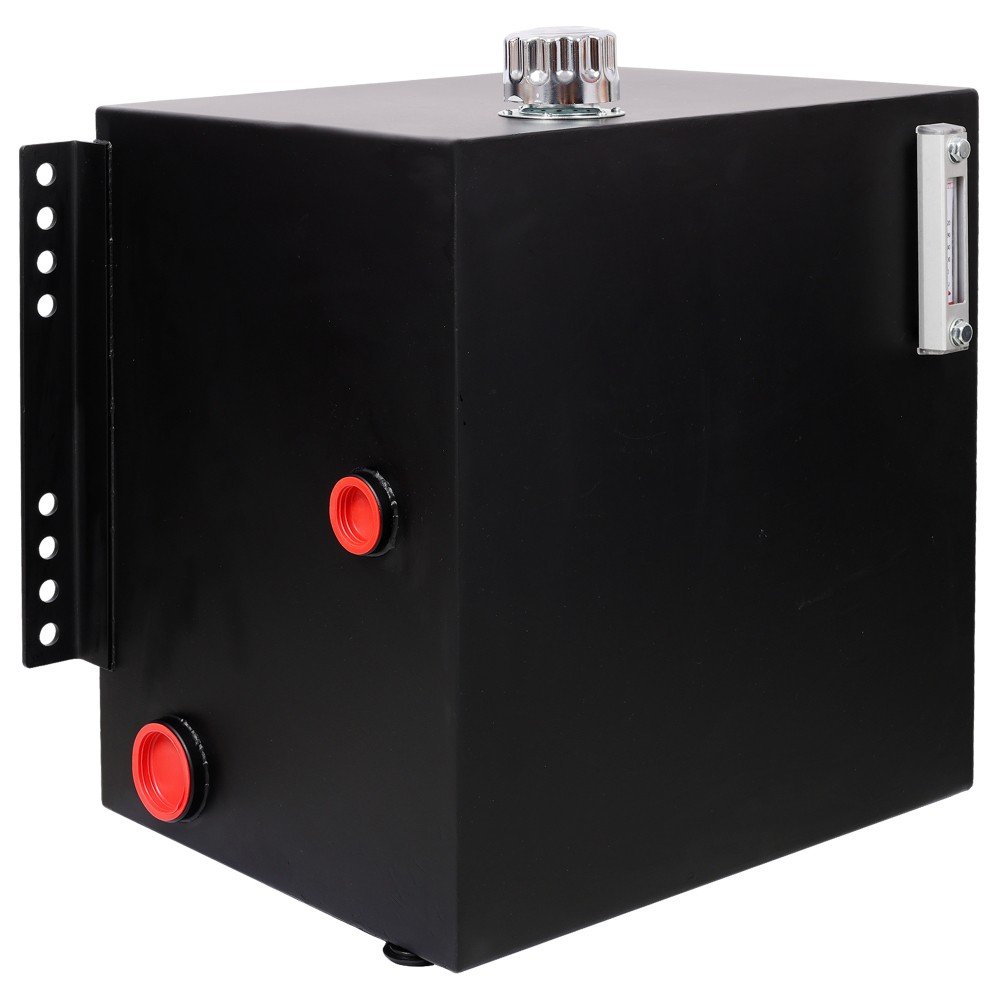 25 Gal Hydraulic Reservoir Tank w/ Temp & Sight Gauge,Black Steel Vert-Mount
