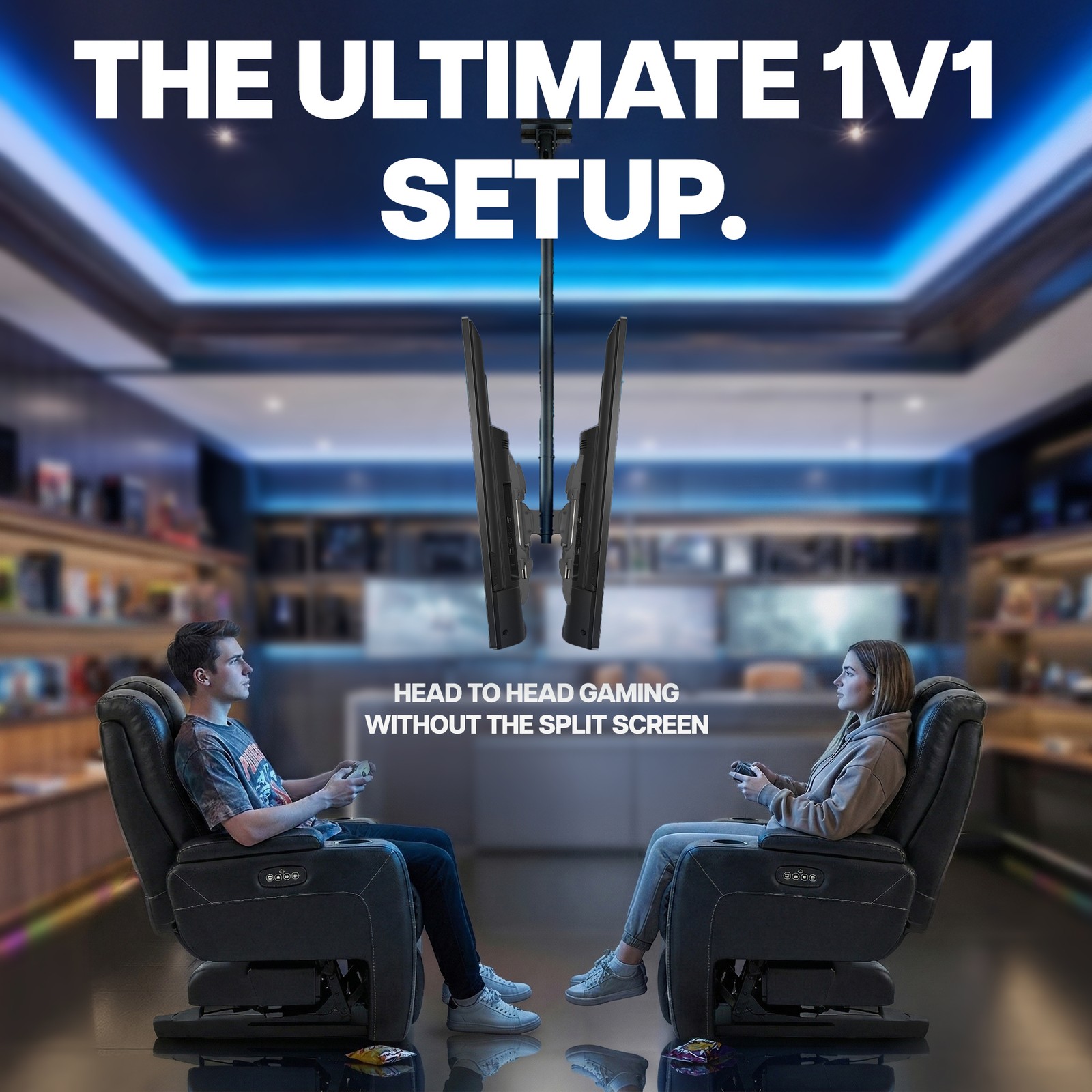 VIVO Back-to-Back Dual TV Ceiling Mount for 43 to 86 inch Screens, 5.5ft Pole