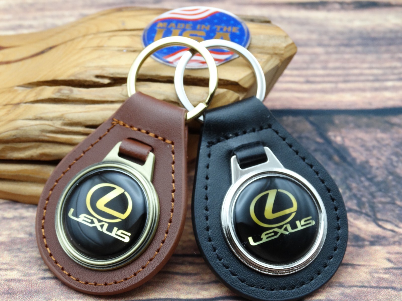 RARE Vtg BLACK LEXUS GENUINE LEATHER KEY FOB CHAIN RING Automotive CAR TRUCK