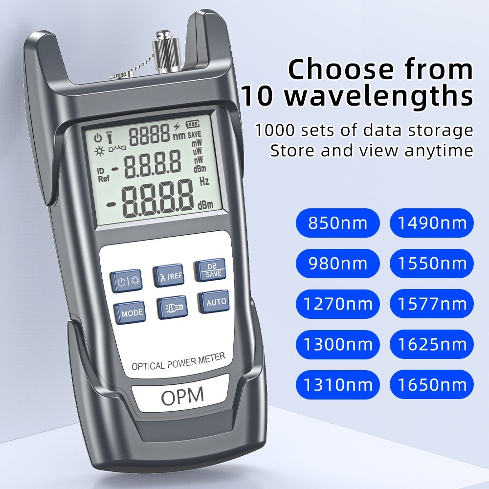 Fiber Optic Cable Tester & Power Meter with FC/SC/ST/LC Interfaces LED Display