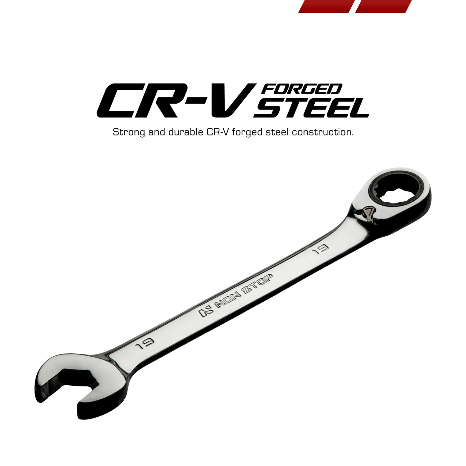 NON STOP Ultrafine Reversible Ratcheting Combination Wrench, Single in Metric