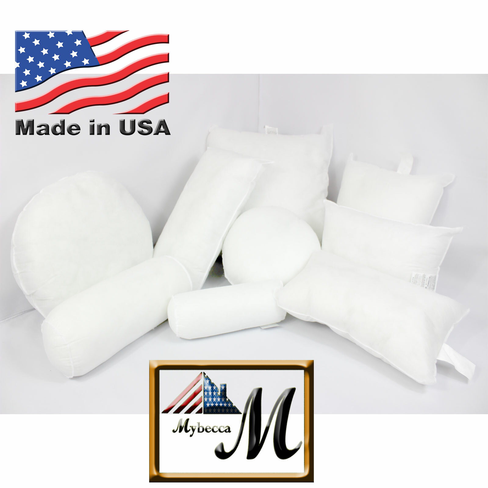 Mybecca New Hypoallergenic Square Euro Pillow Form Insert ALL SIZES Made In USA