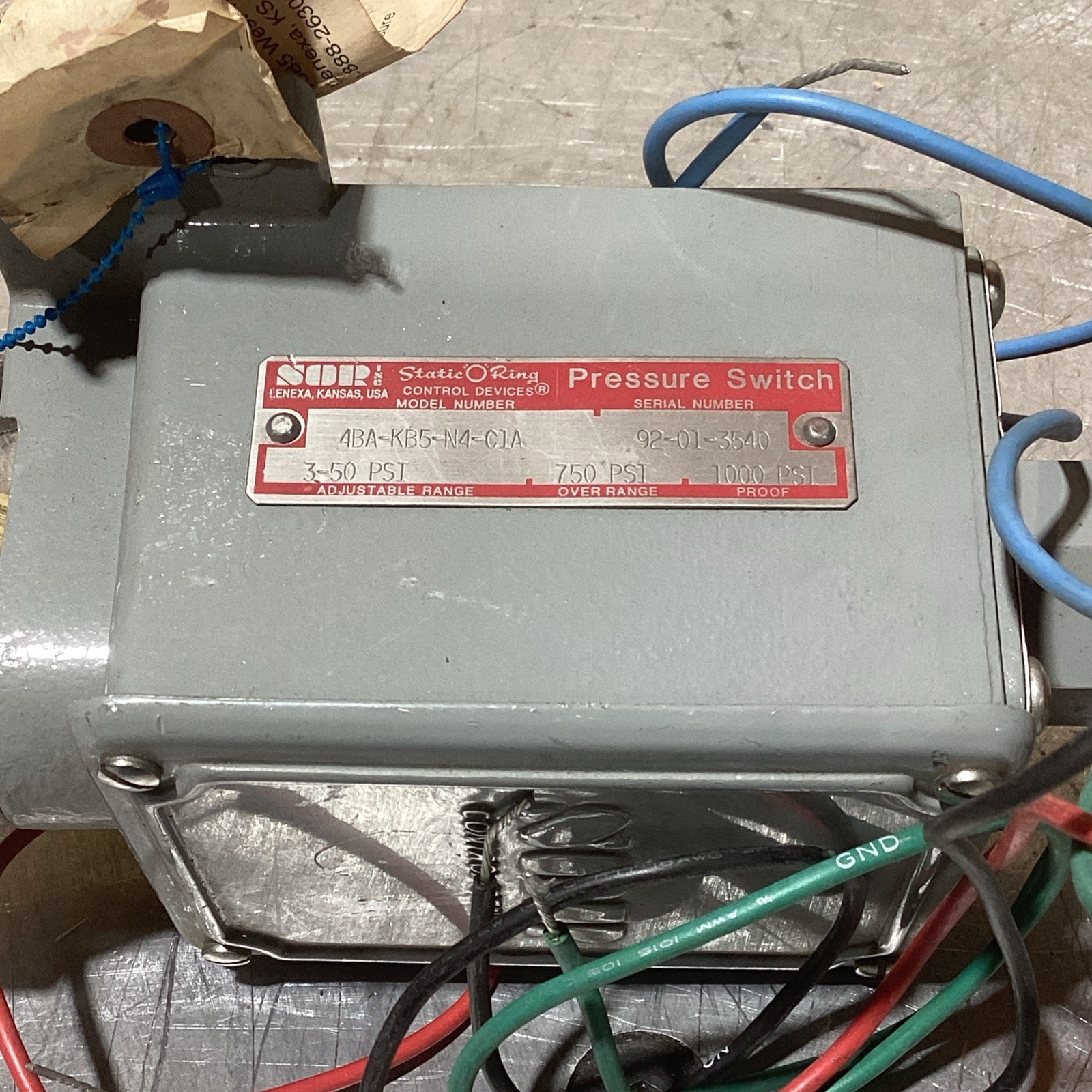 Sor 4BA-KB5-N4-C1A Pressure Switch 3-50psi