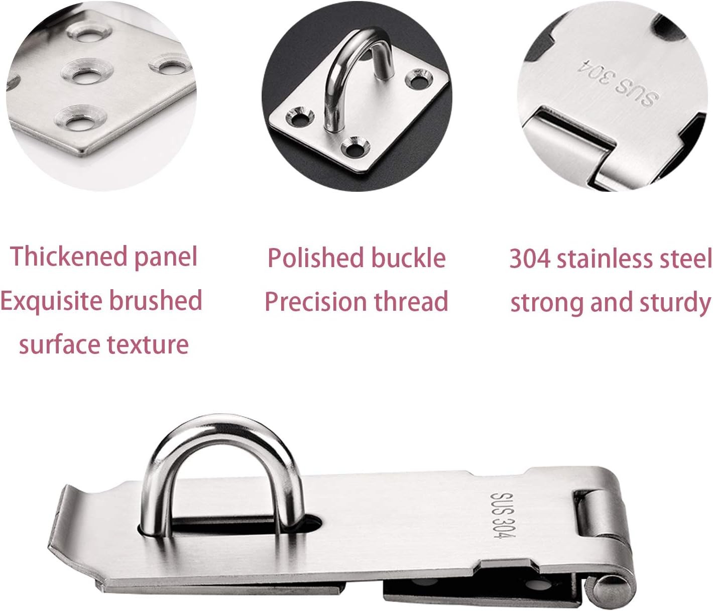 Padlock Hasp 4 Inch Door Clasp Lock Latch, 2 Pcs Stainless Steel 2