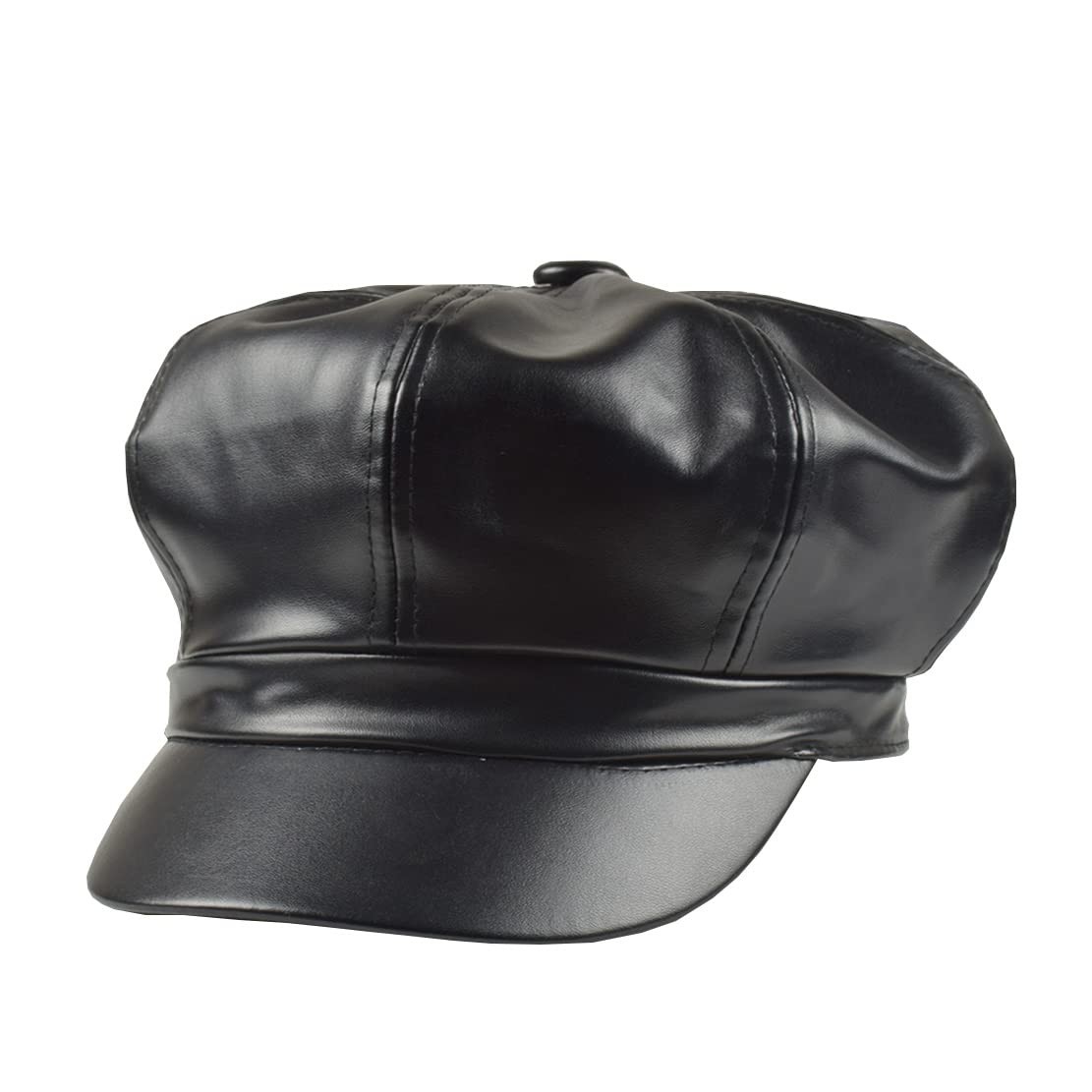 Foetest Cap Leather Hat Baseball Cao Casual Sun Solid One Size, Black