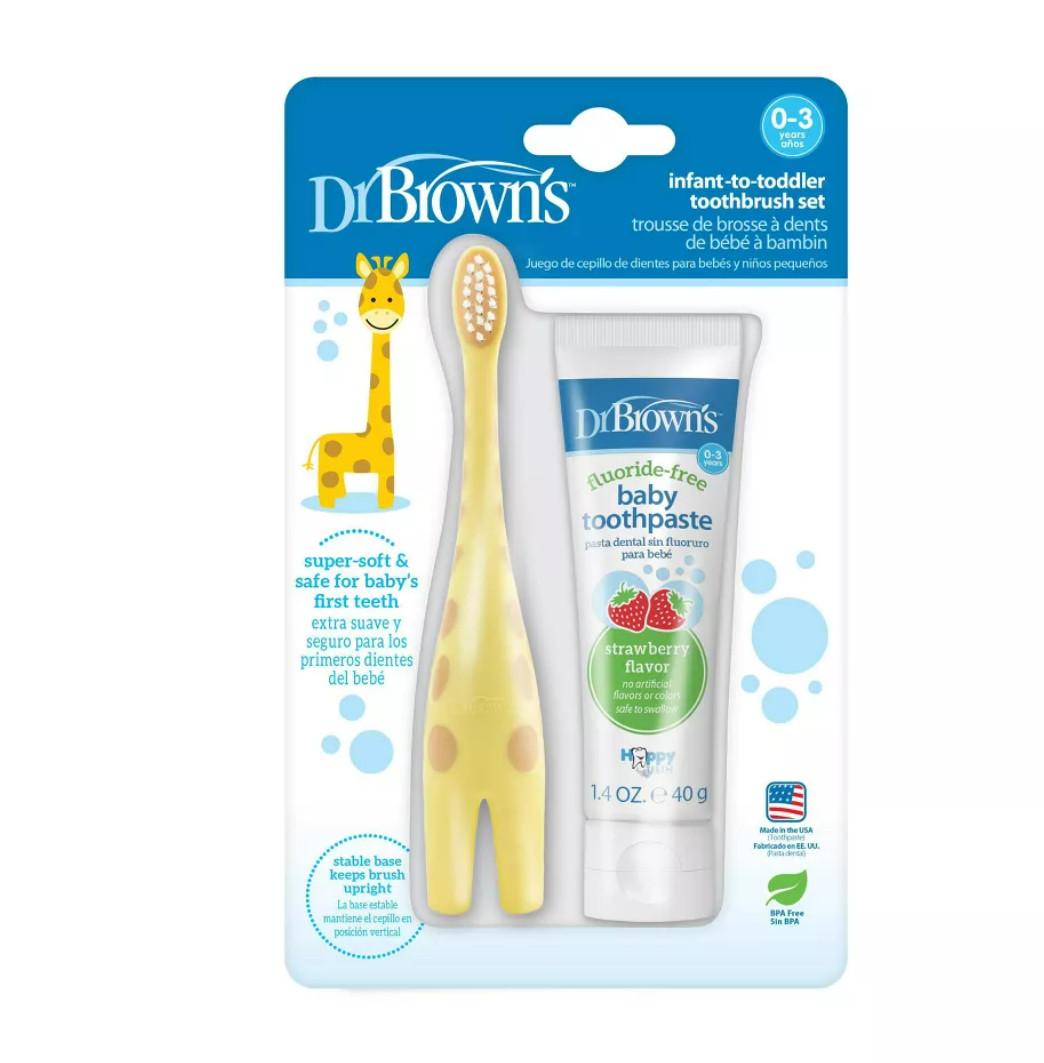 Dr. Brown's Infant-to-Toddler Training Toothbrush & Toothpaste Strawberry Flavor