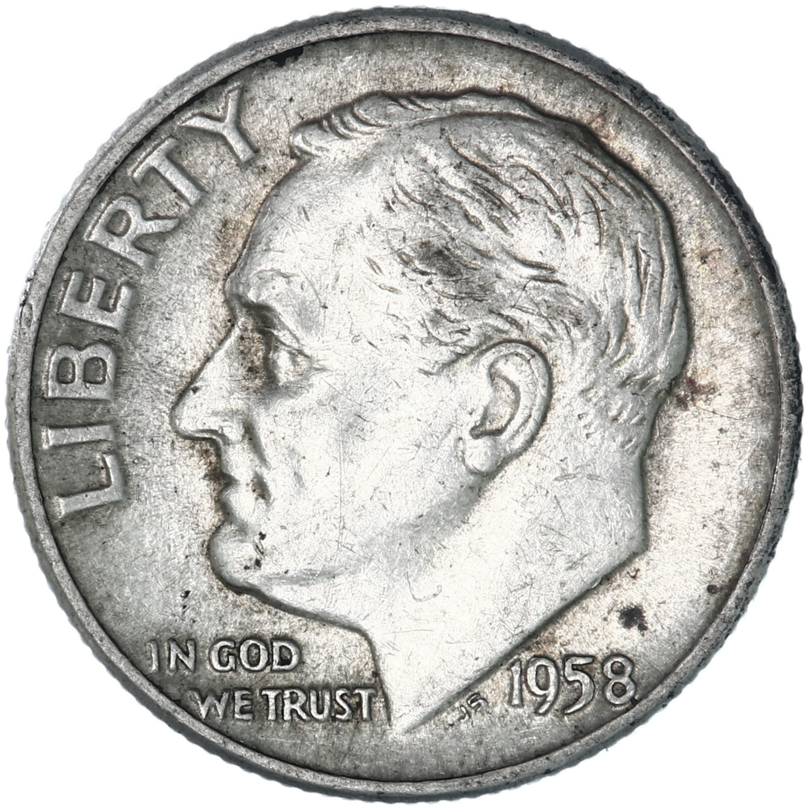 1958 (P) Roosevelt Dime 90% Silver Very Fine VF
