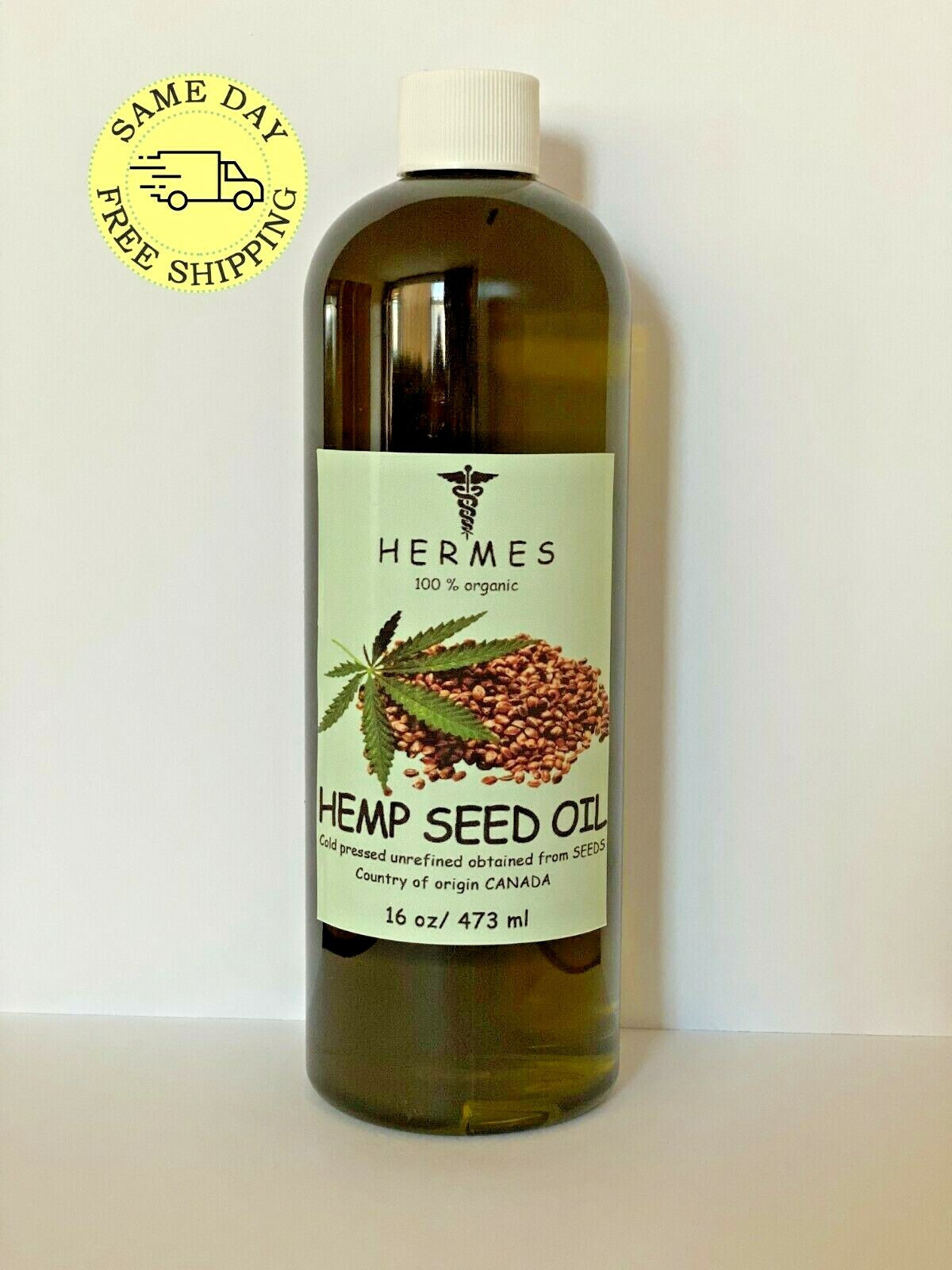 HEMP OIL by HERMES ORGANIC UNREFINED COLD PRESSED 2 oz - 16 oz