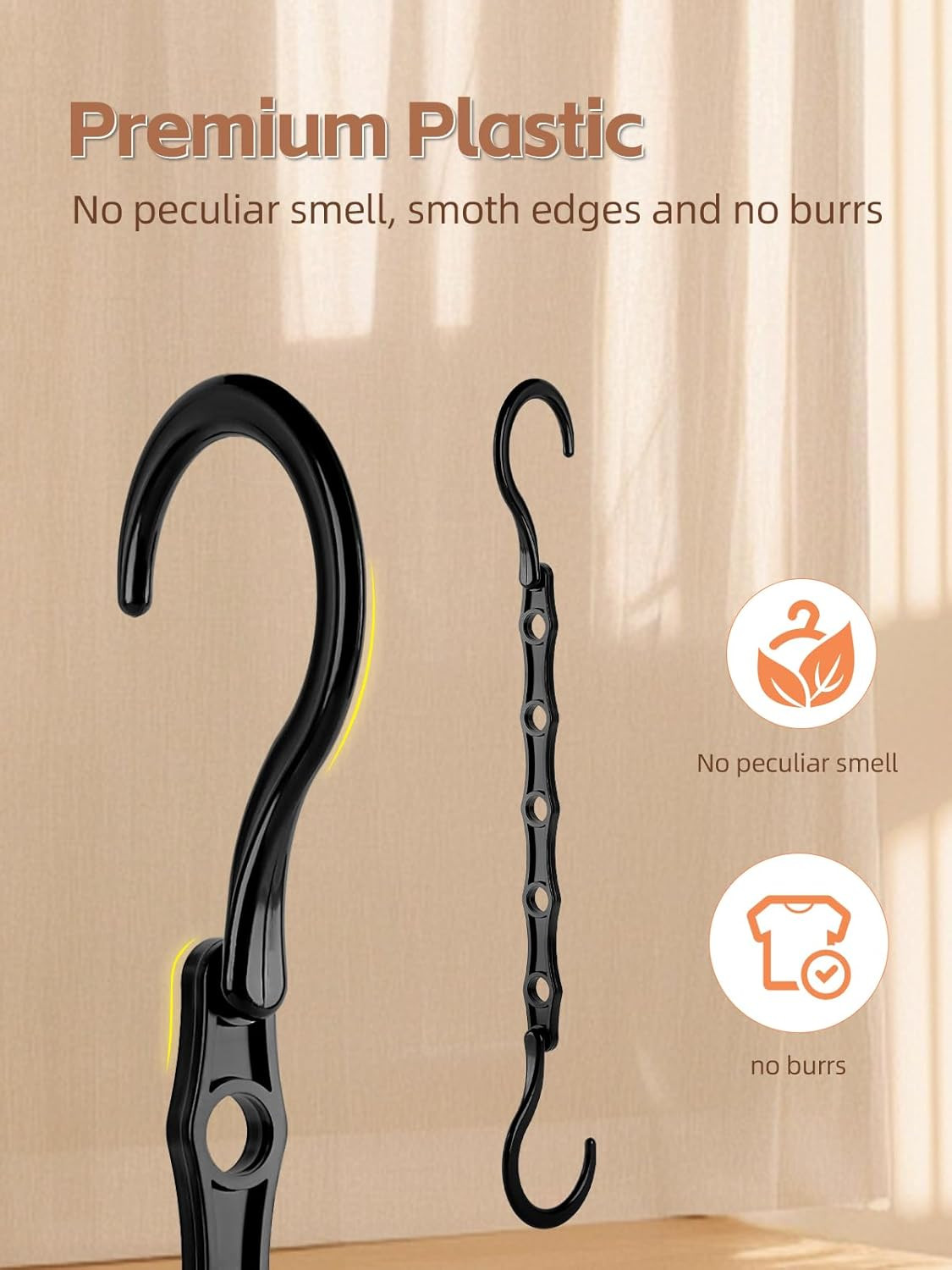 Black Magic Space Saving Hangers 10 Pack, Premium Smart Hanger Hooks, Sturdy Cas