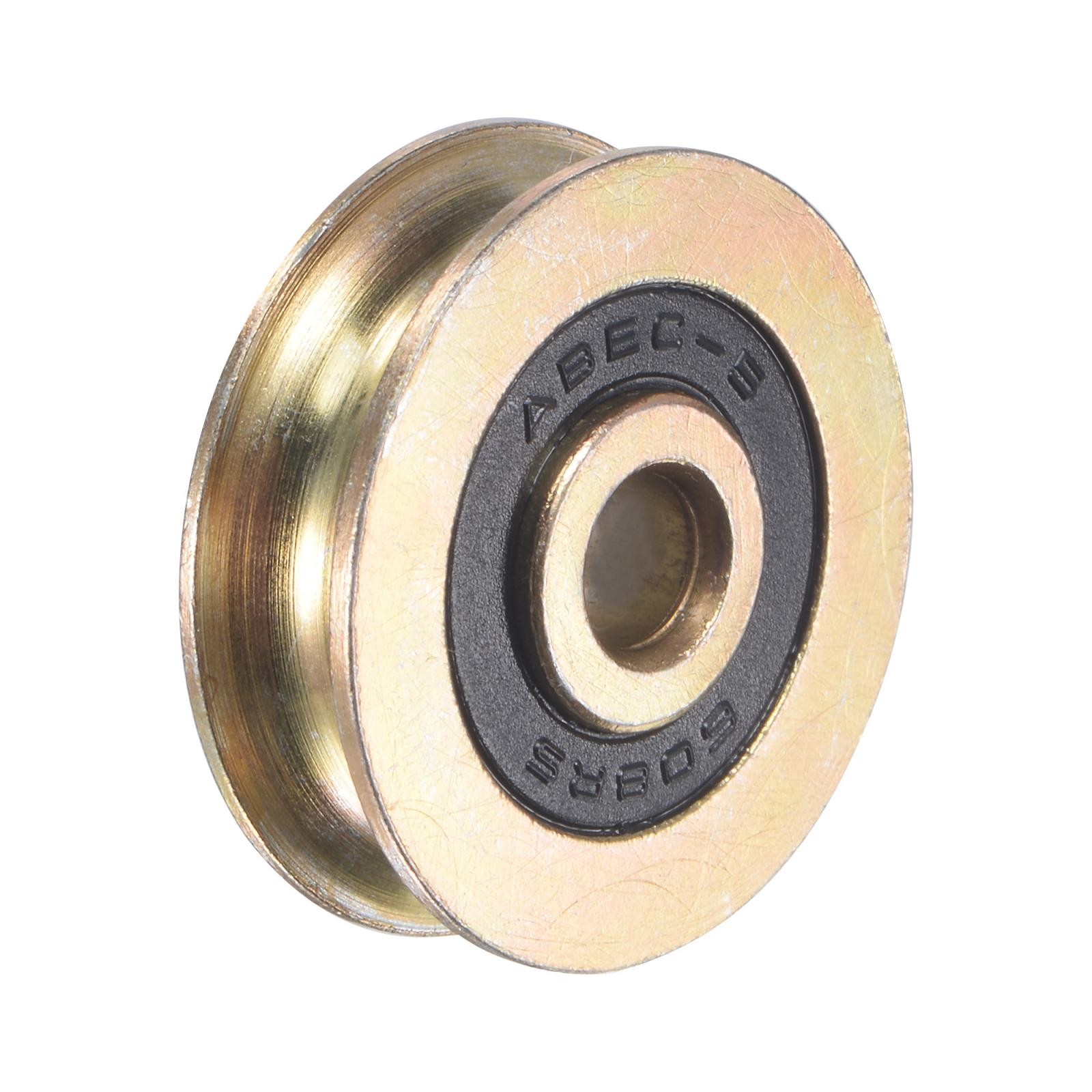 Sliding Door Roller U Groove 6.3mm Shaft Hole 28.5mm Diameter, Iron Zinc Plated