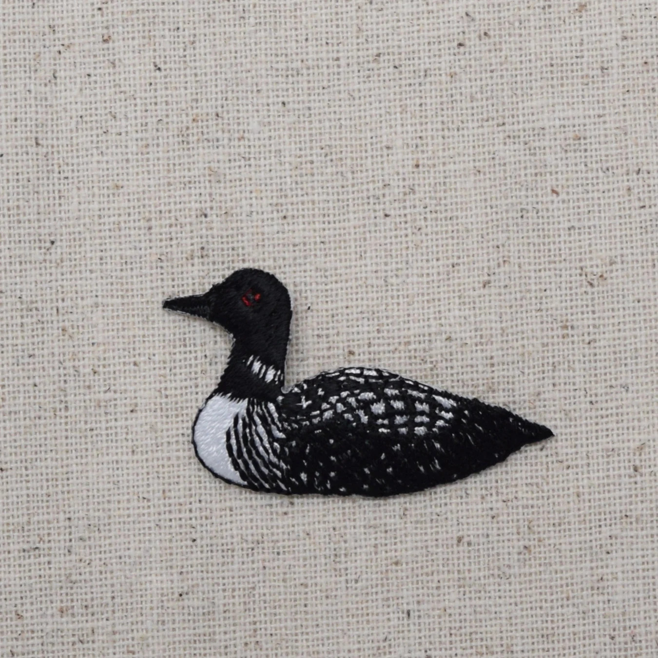 Embroidered Patch Iron on Applique - Water Fowl Black Loon - Single Facing Left
