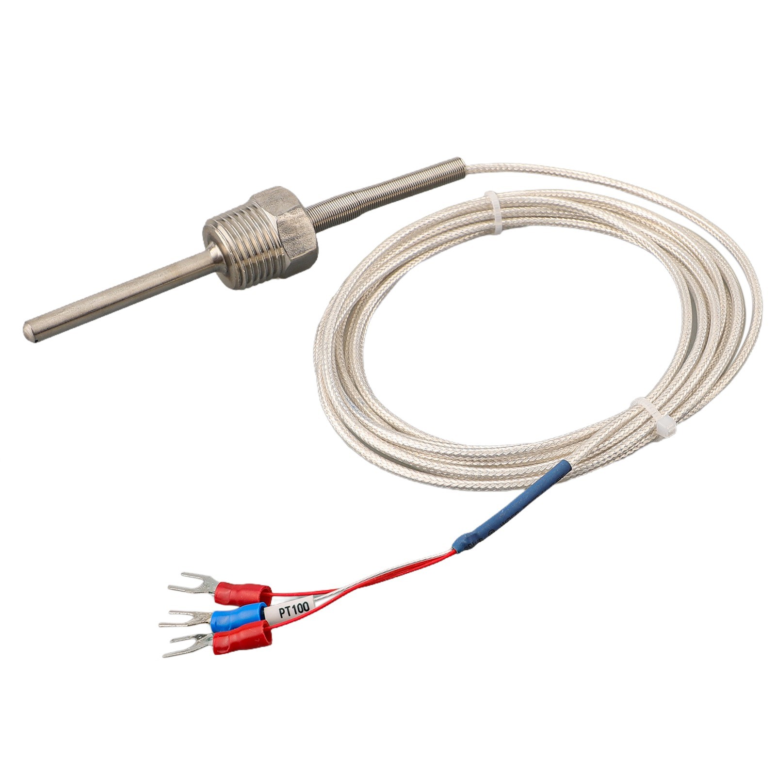 Pt100 Temperature Sensor Probe with Insulated Thread 3 Wires 50mm Length