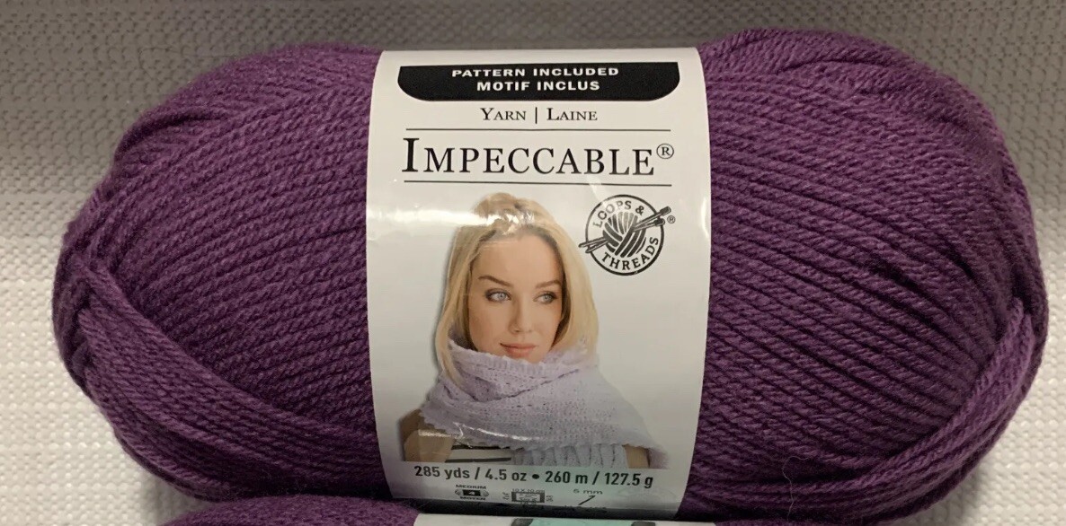 1 IMPECCABLE Acrylic Skein Loops&Threads in VIOLET 285yds/260m 4.5oz/127.5g