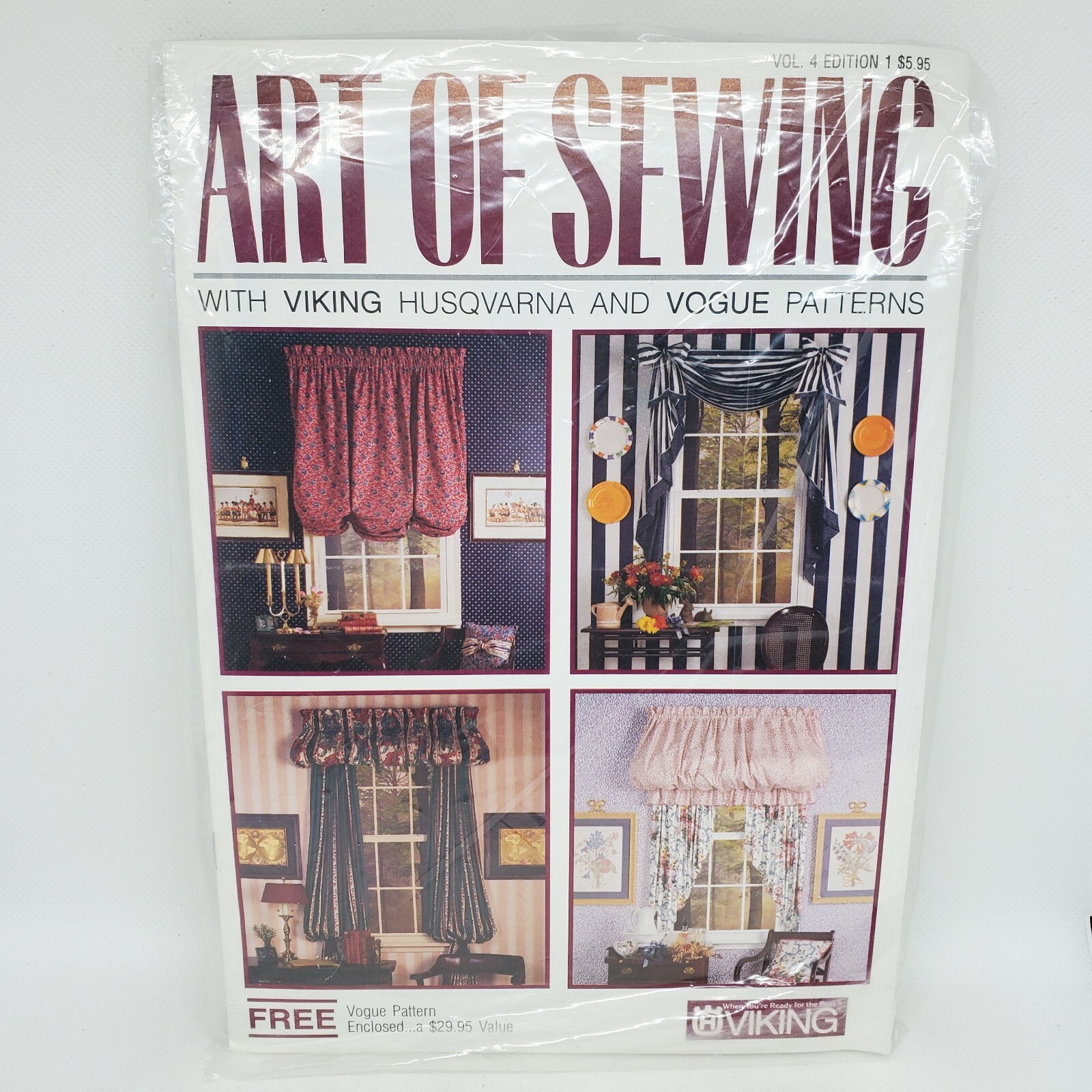 "Art of Sewing"  Vol 4 AND Viking Husqvarna Vogue Pattern  974/1 Windows Pillows