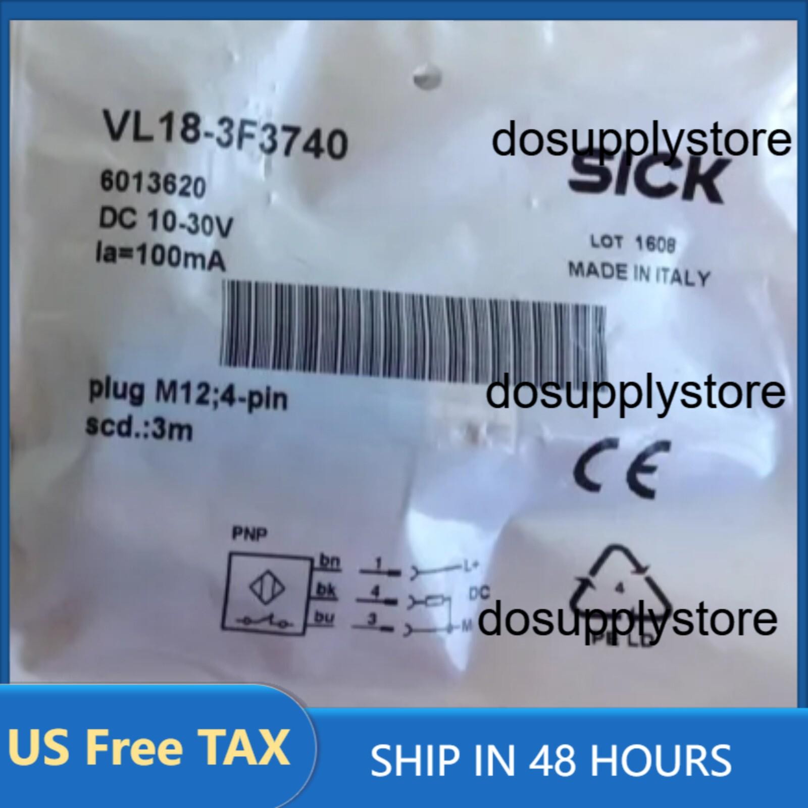 New SICK VL183F3740 VL18-3F3740 6013620 PHOTOELECTRIC REFLEX RETRO-REFLECTIVE