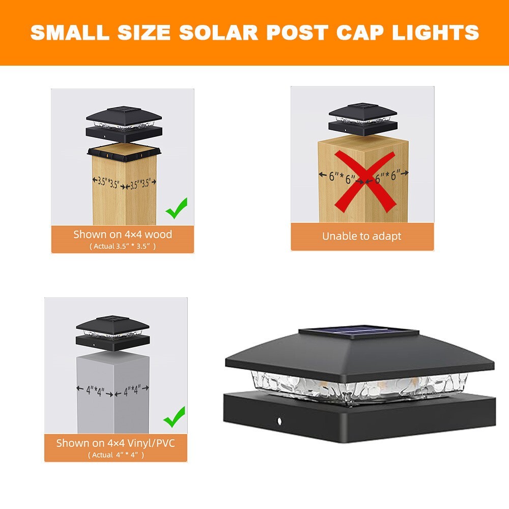4/8/12Pack Solar Post Cap Light For 4x4 Outdoor Waterproof LED Deck Fence Light