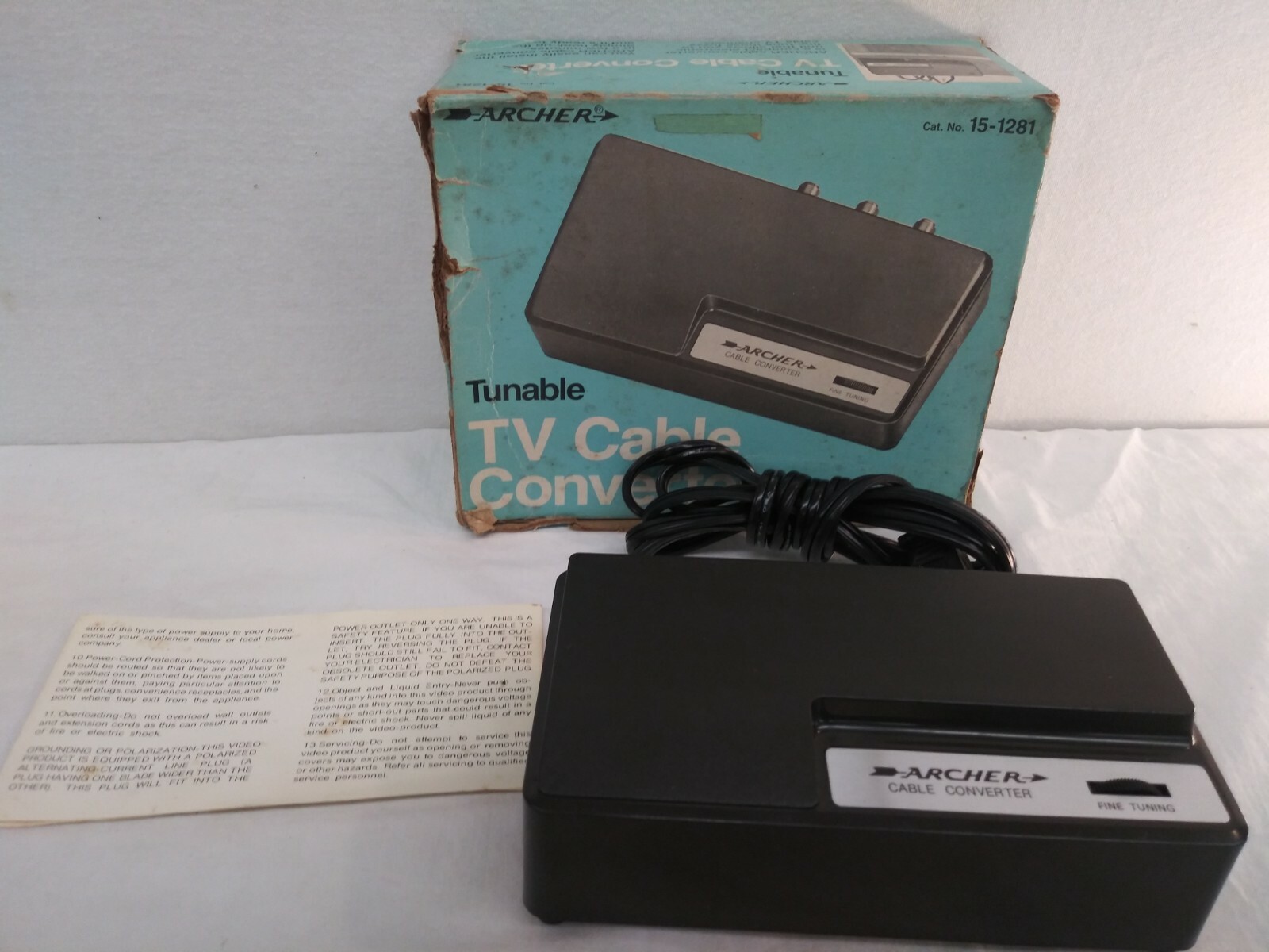 VINTAGE ARCHER TUNABLE TV CABLE CONVERTER MODEL:15-1281