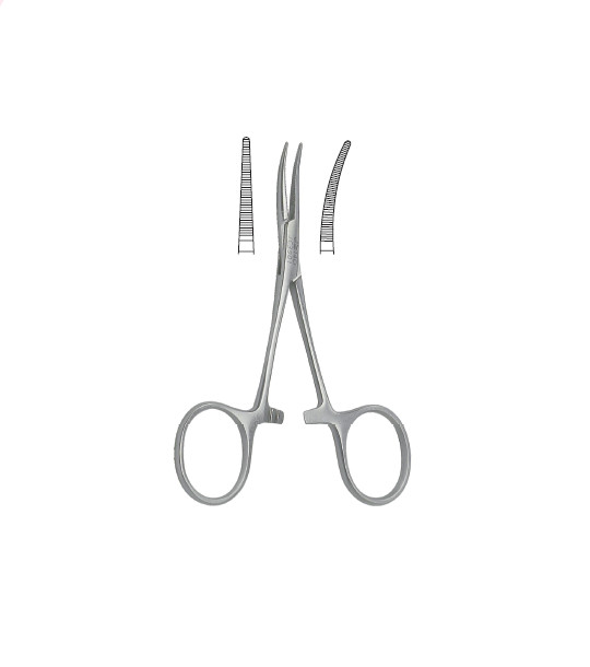 4 Halstead Mosquito Hemostatic Forceps, Curved Serrated Jaws, 5.0", Premium