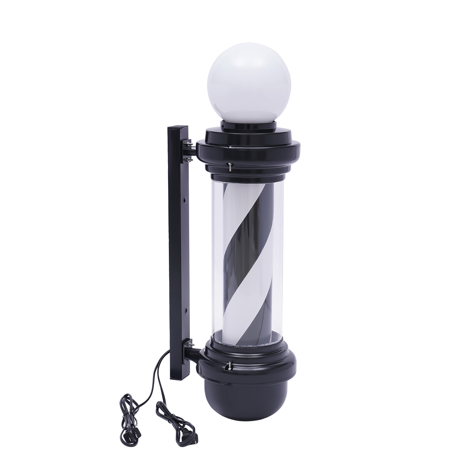 Barber Pole Red Blue White Black Stripes LED light Outdoor Rotating Wall Lamp US