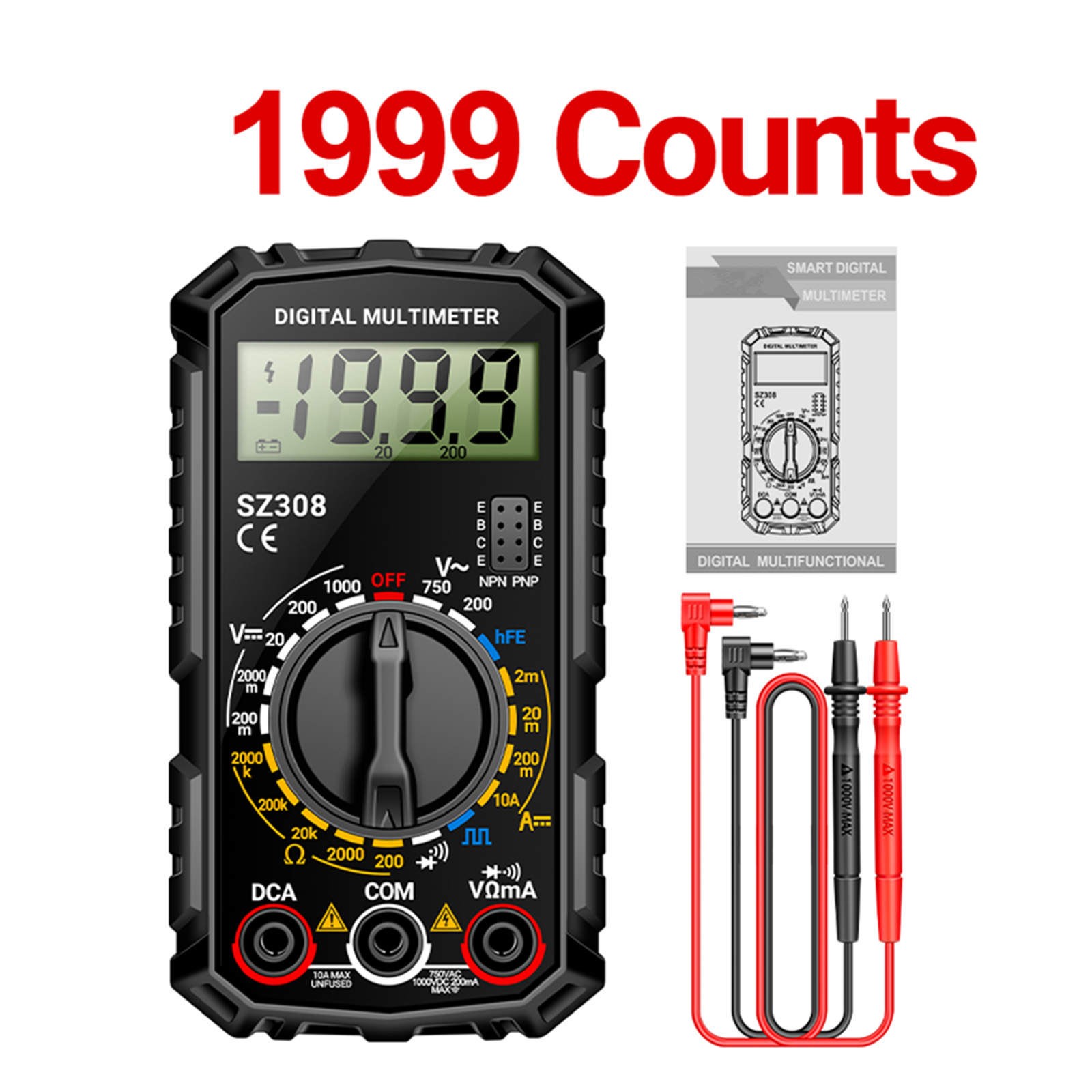 LCD Multimeter with Square Wave for AC DC Voltage Current and Transistor Test