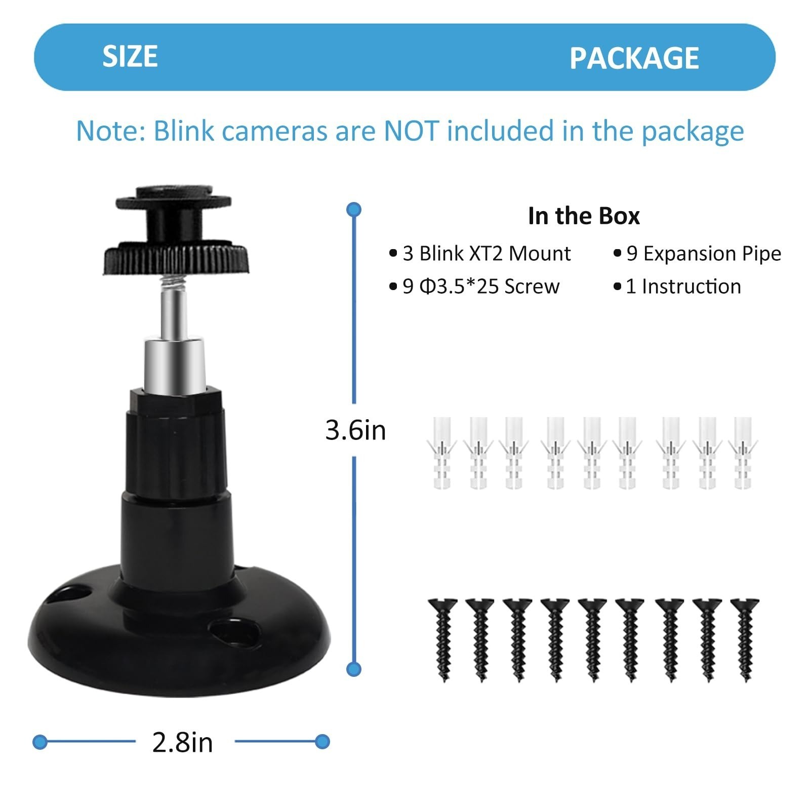 Blink Outdoor Camera Mount - 360° Adjustable Wall Mount Bracket (3 Pack)