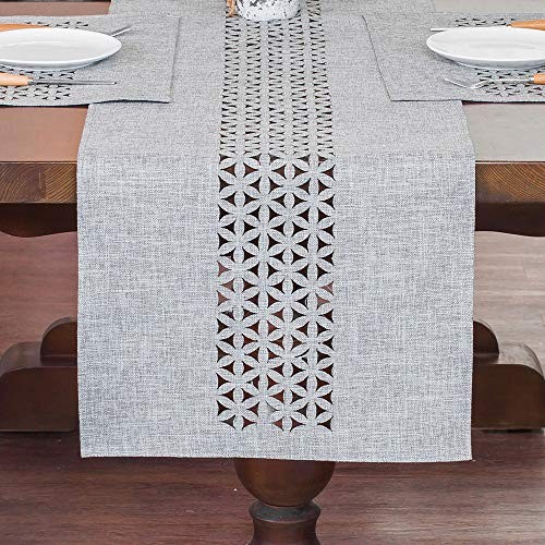 Rectangle Table Runner Farmhouse Fabric Home Gary Table 16 x 120 Inch Grey