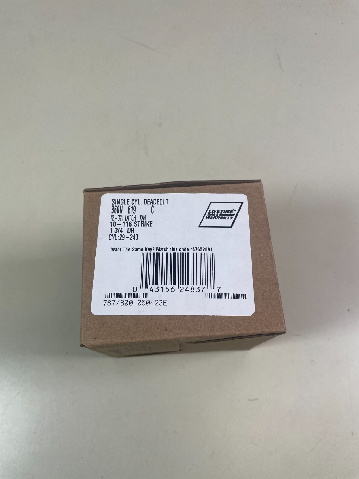 Schlage Deadbolt B60N 619 C in Satin Nickel