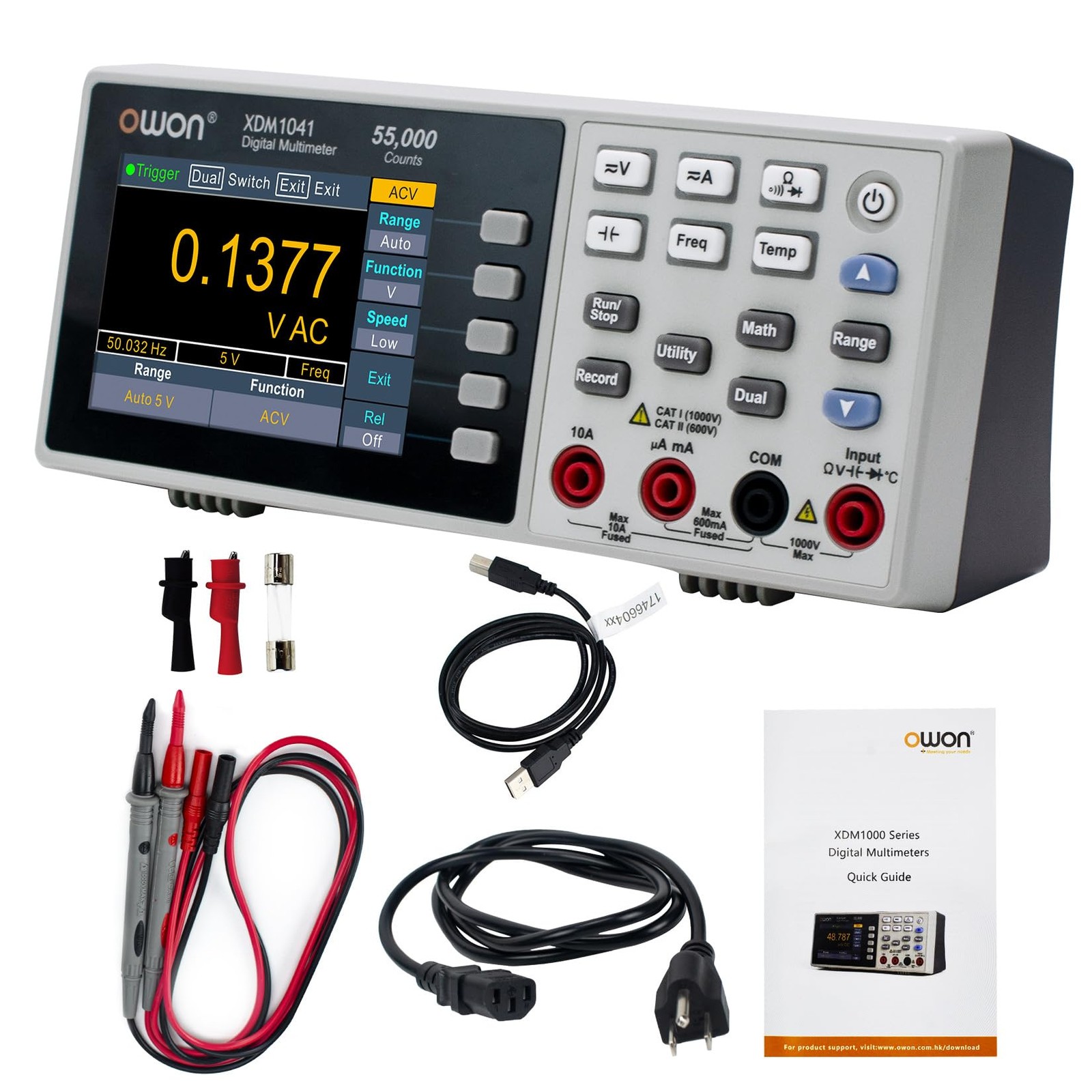 OWON Desktop Digital Multimeter with 3.5-inch LCD 3.5 inches, Red and Black
