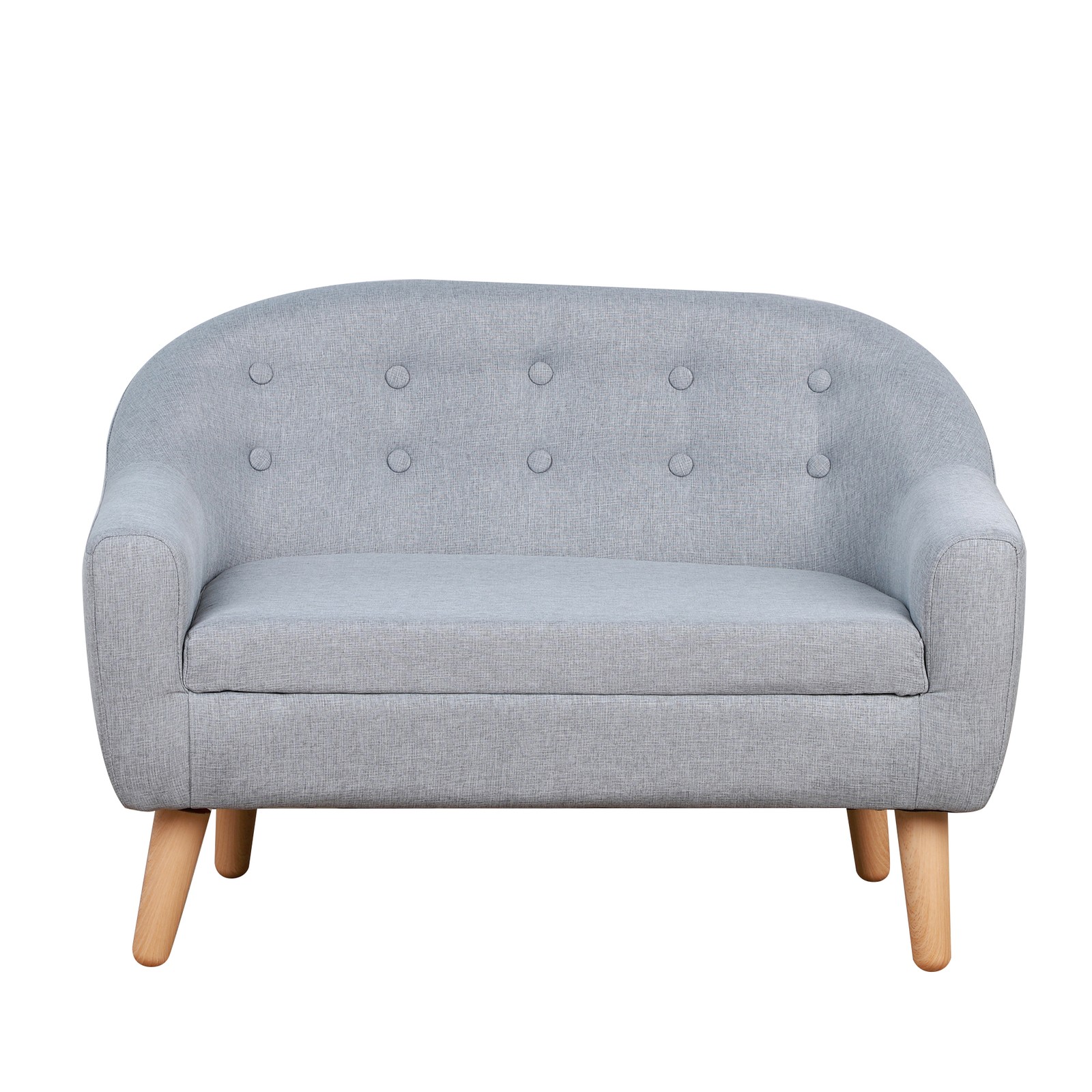 Cozy Children Sofa Couch Sturdy Wood 2 Seat Armrest Chair Kids Grey