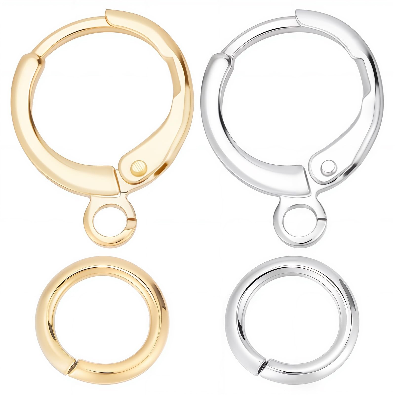 CREATCABIN 1 Box 48pcs Round Leverback Hooks 18K Real Gold Plated Stainless S...