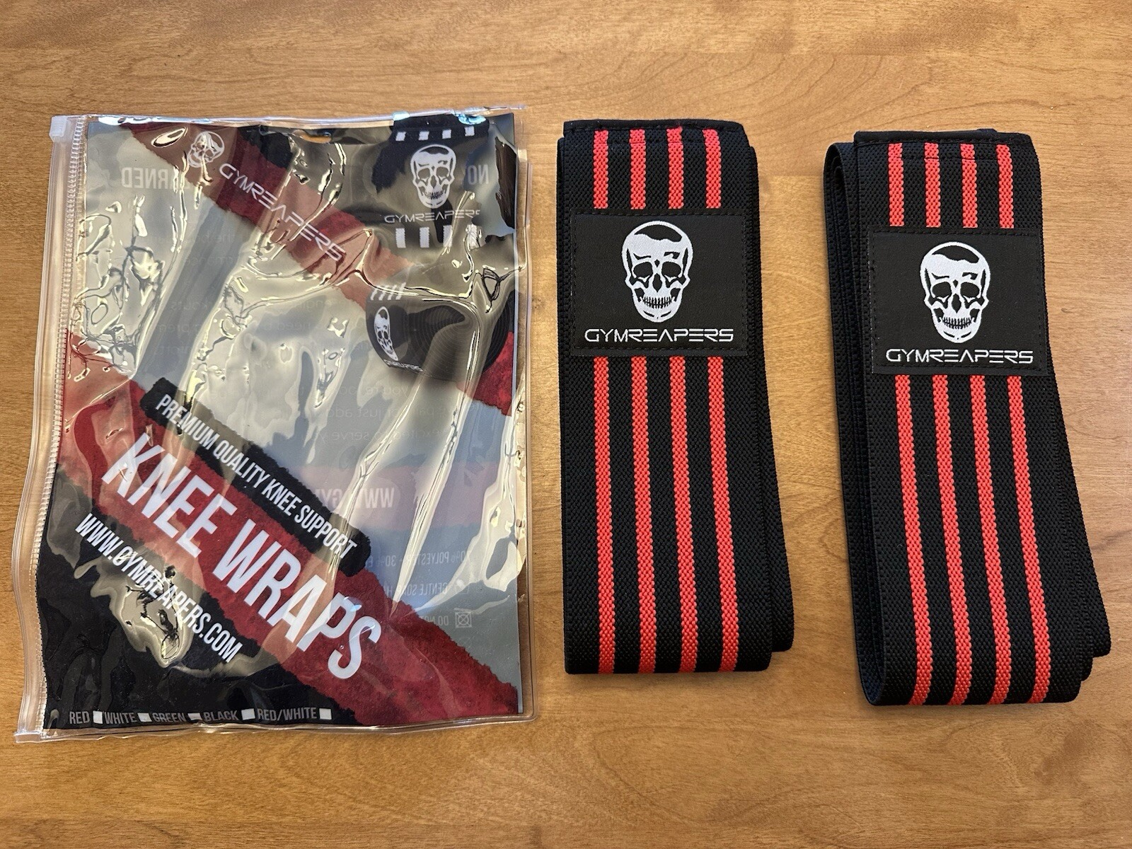 Knee Wraps (Pair) With Strap for Squats, Weightlifting, Powerlifting, Leg Press,