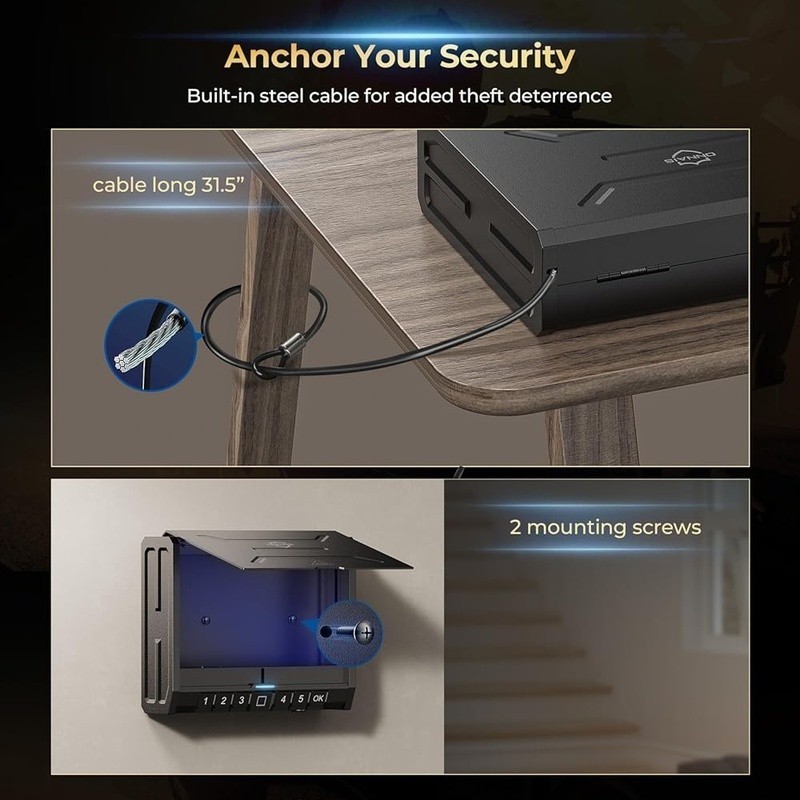 Biometric Gun Safe Handguns Electronic Lock Personal Security W/ Backup Key New