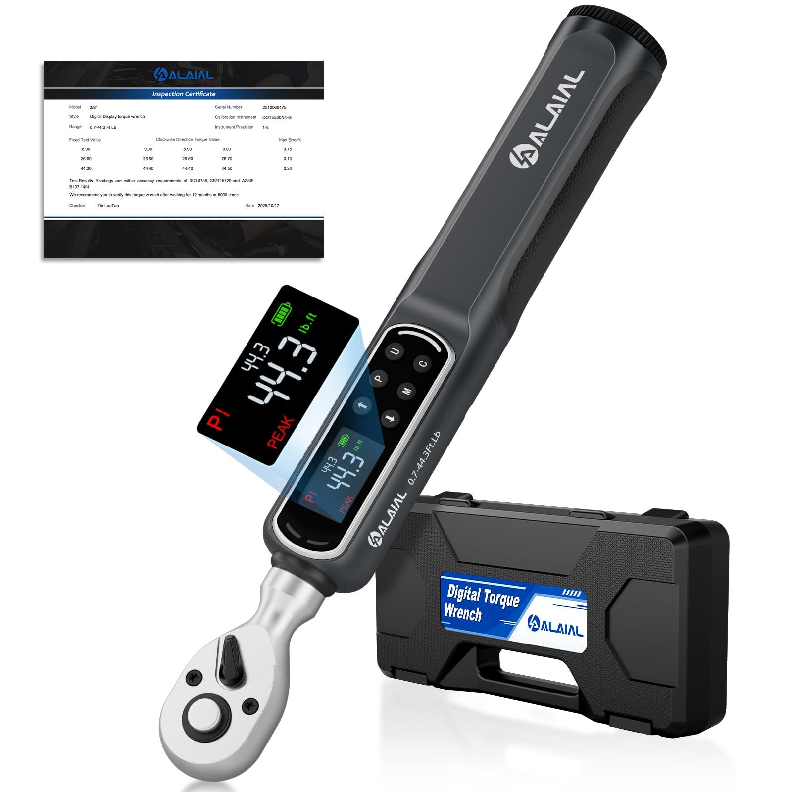 3/8 Drive Digital Torque Wrench, 0.7-44.3 Ft.Lb/1-60 Nm Dual Direction Rachet...