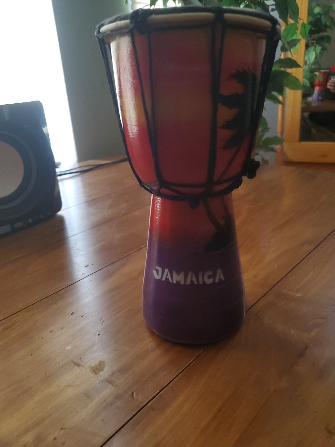 Vintage St. Kitts, Jamacia Djembe Colorful Dolphins Handmade Tiki, Bar