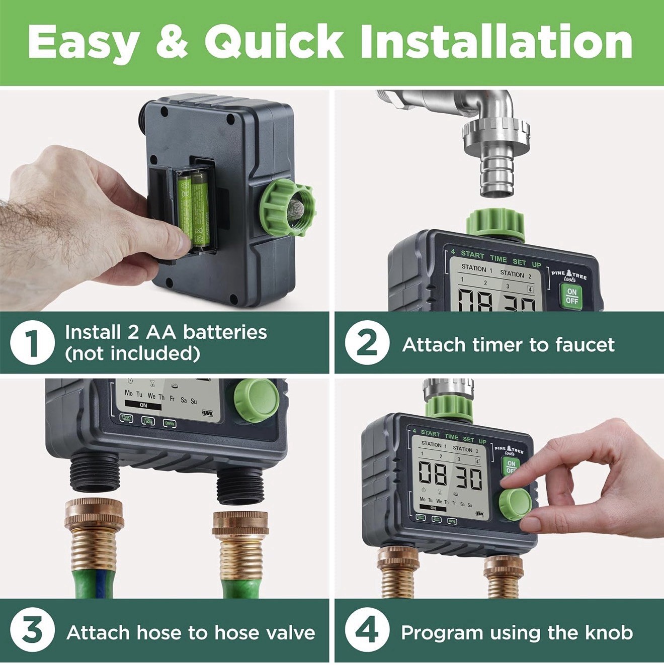 Pine Trees 2-Zone Hose Water Timer Programmable NEW (No Manual)