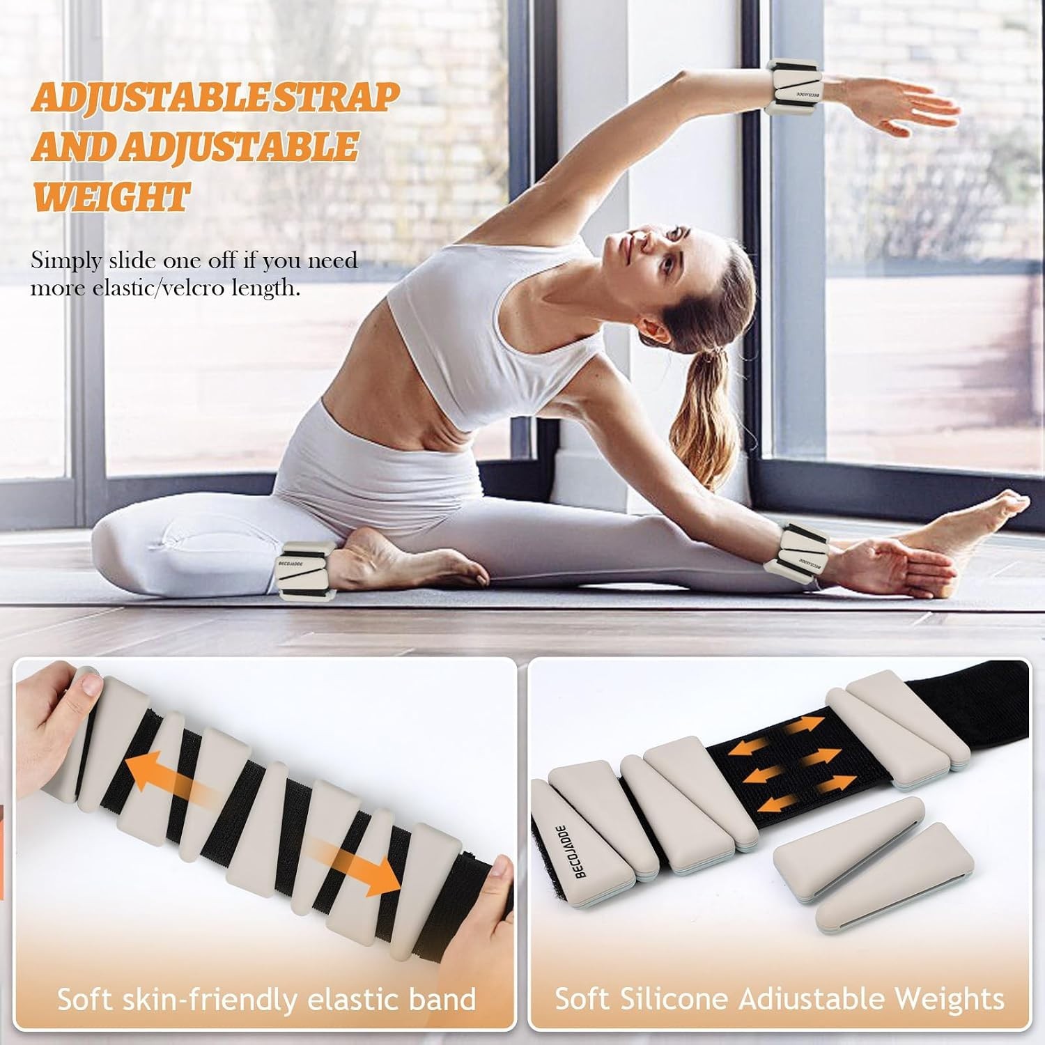 Ankle Weights Set 1-3lb Adjustable Wrist Weights for Workout (Pewter Beige,2 Lb)