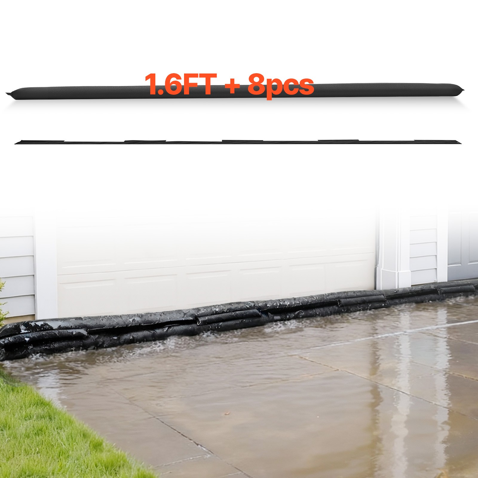 VEVOR Quick Dam Flood Barrier 1.6 x 1.4ft Length Flood Protection Bags 8 Packs