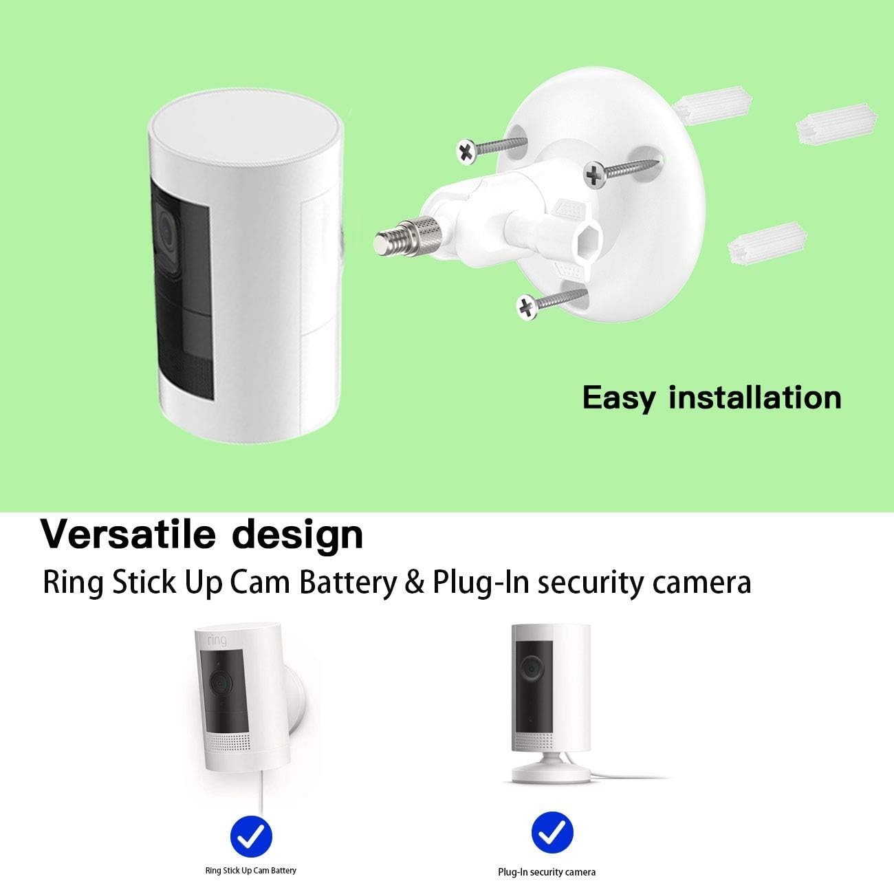 Adjustable Wall Mount Bracket for Stick Up Cam – 360° Swivel, Quick Install