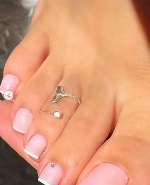 Solid Metal Adjustable Classy Toe Ring Gift For Women's White Gold Plated Silver