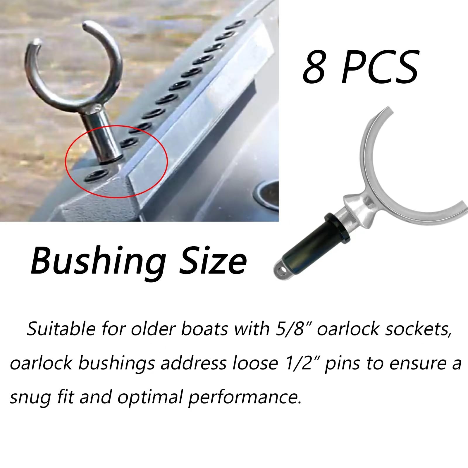CAMGJORT Oar Lock Bushing Insert 1/2 Inch for Boat Socket Black