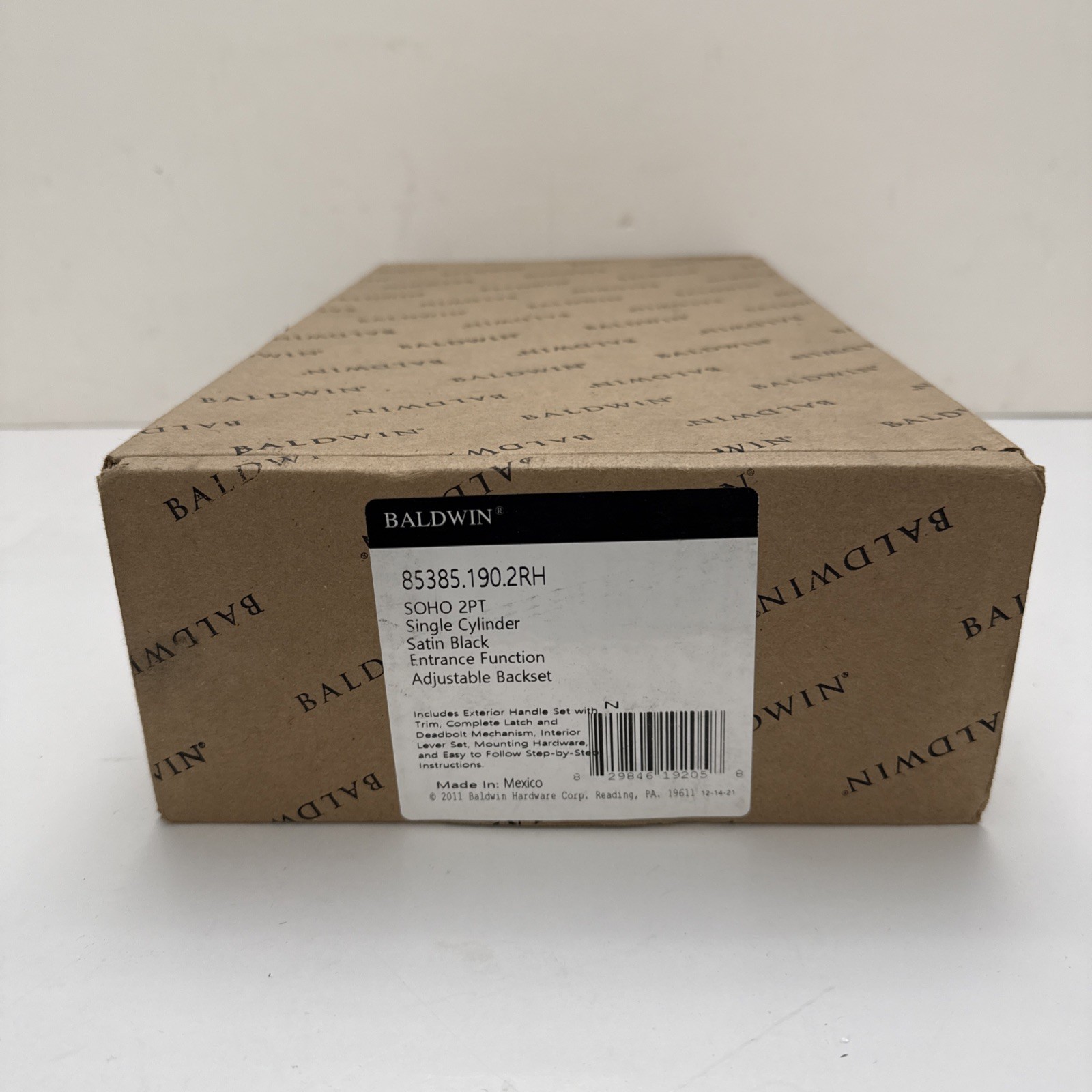 Baldwin 85385.190.2RH Soho Rt Hand Sectional Single Cylin Keyed Entry Handleset