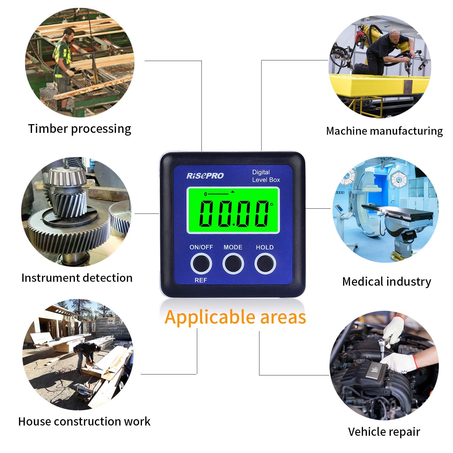 RISEPRO Digital Level Box Angle Gauge Protractor Inclinometer Bevel Blue