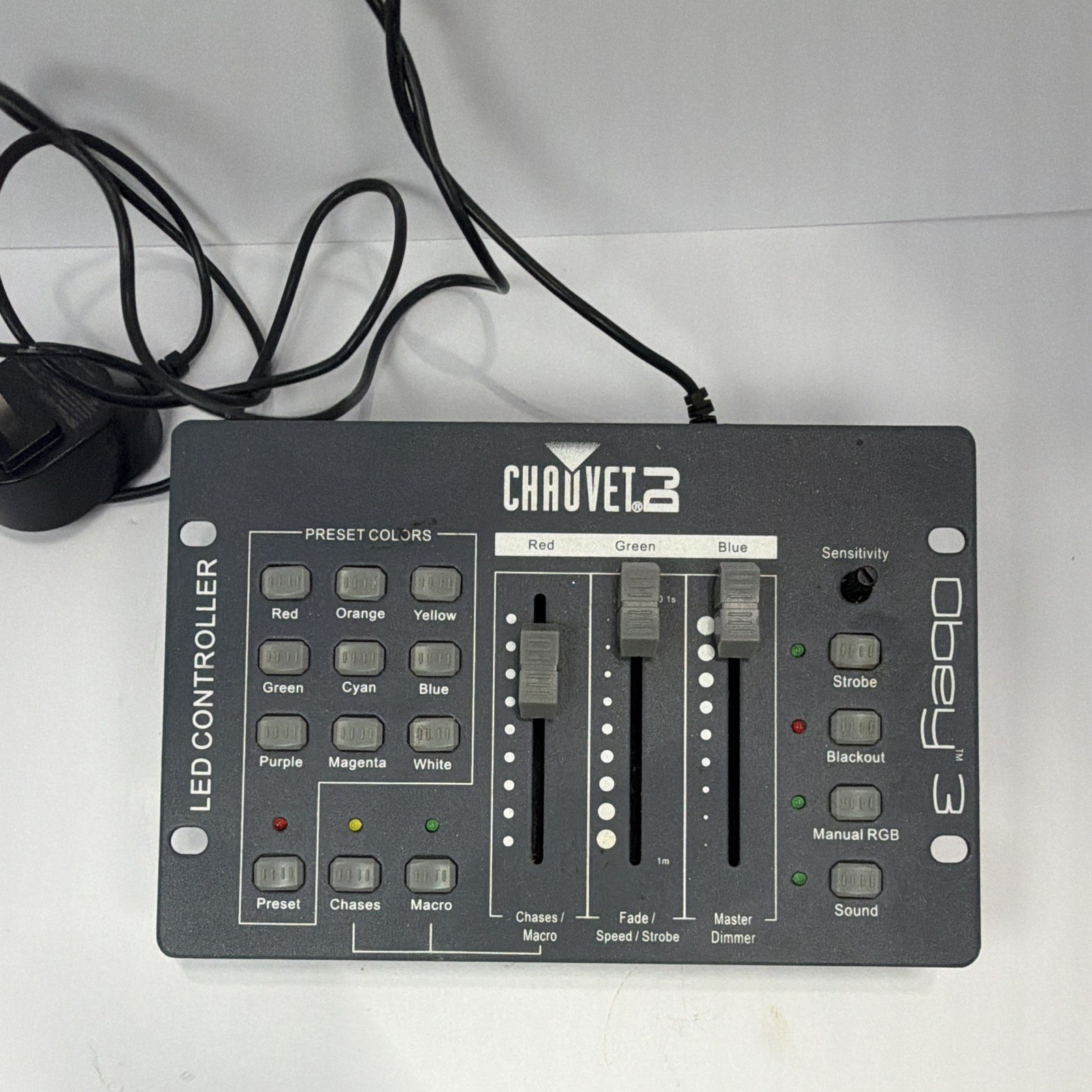 CHAUVET Obey 3 LED DMX Controller 3-Channel, 3 Faders, Sound/Blackout