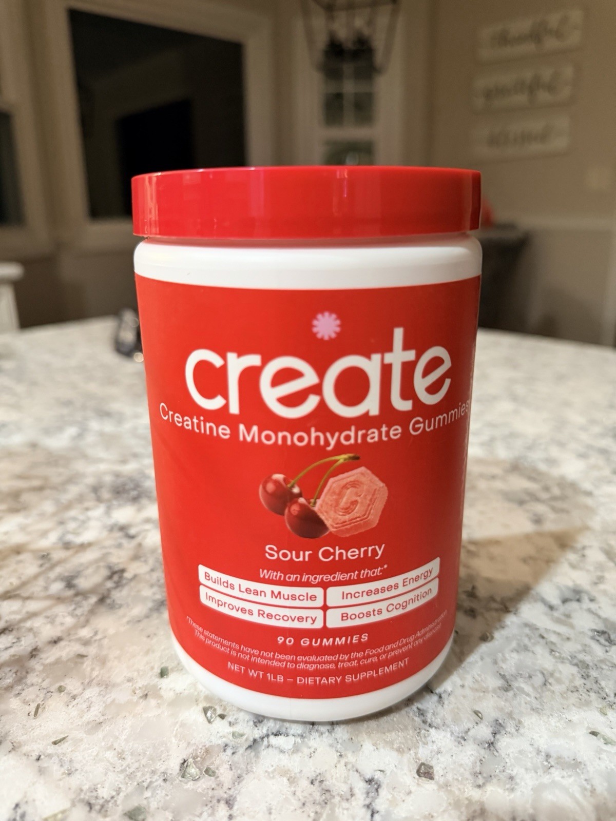 Create Creatine Monohydrate Gummies Sour Cherry Flavor 90 Count