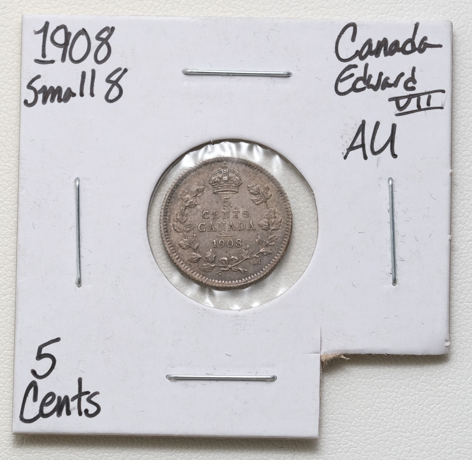 1908 Small 8 Canada 5c 5 Cents King George V High Grade Coin