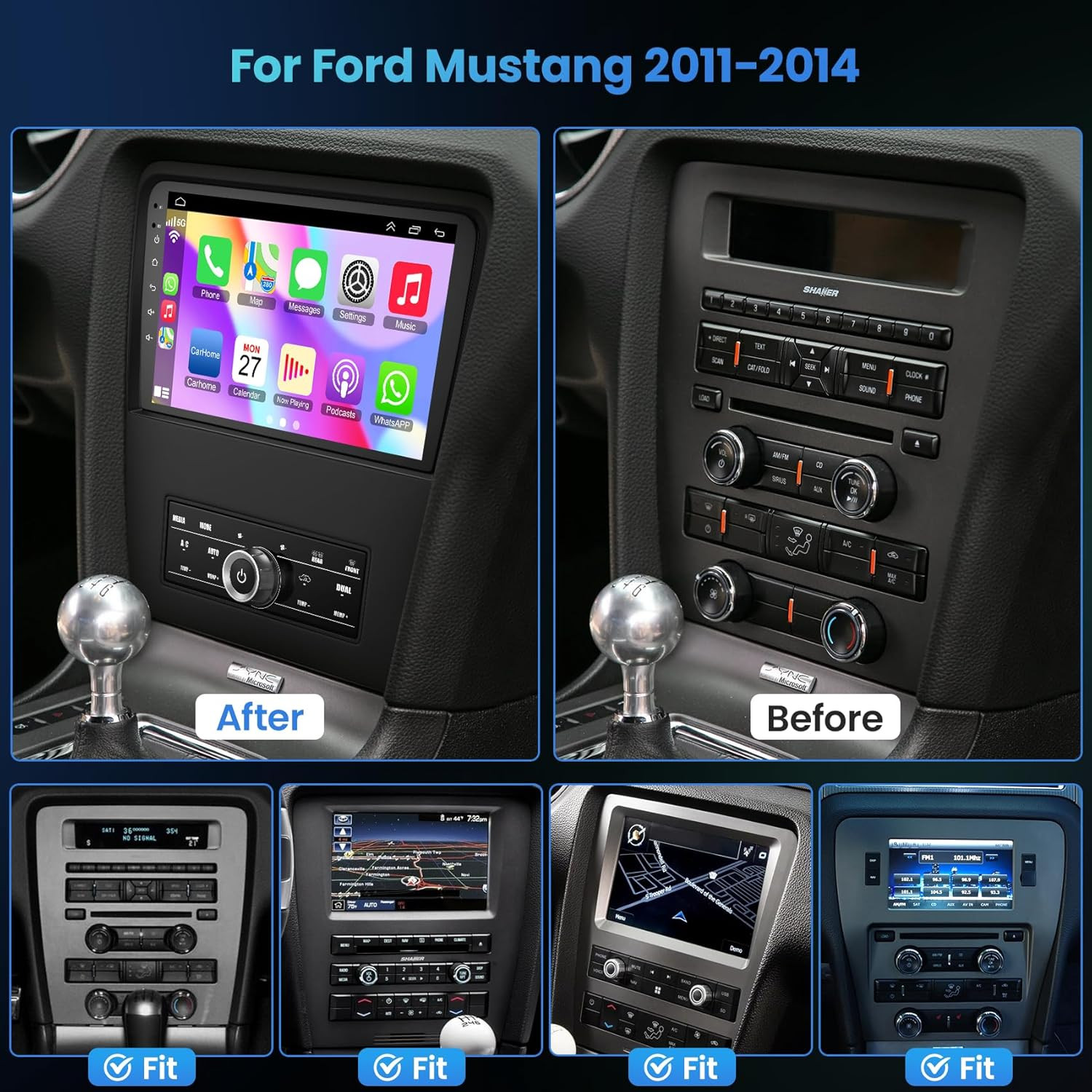10" Android 12 Car Radio Stereo Apple Carplay GPS Nav For Ford Mustang 10-14