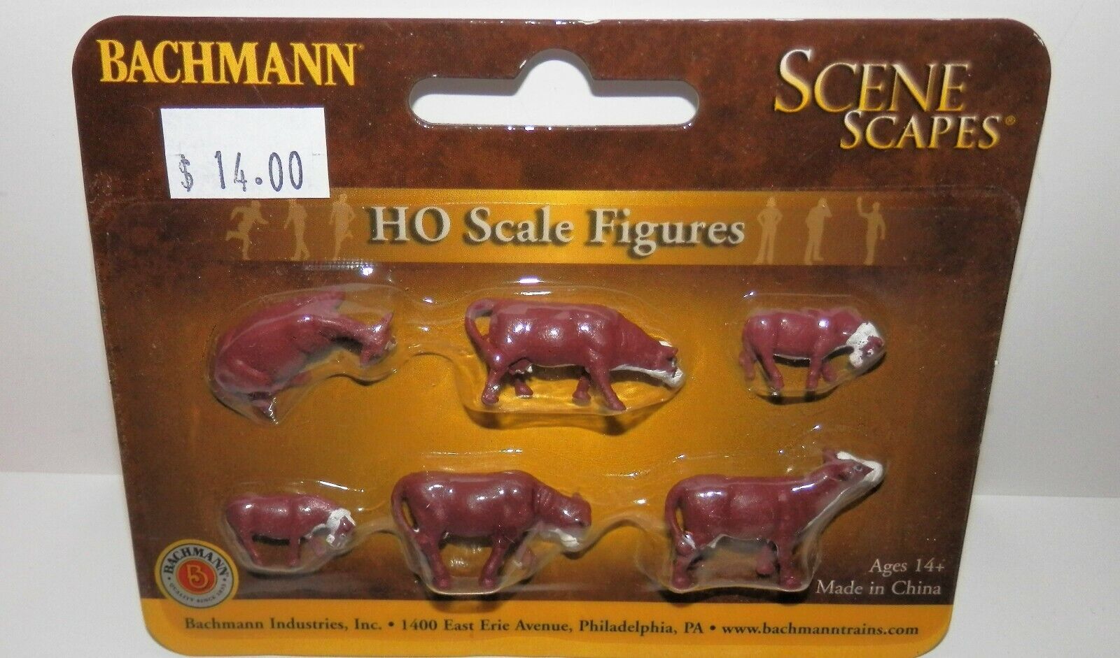 Bachmann SceneScapes HO Scale Brown & White Cows #33102 NIP
